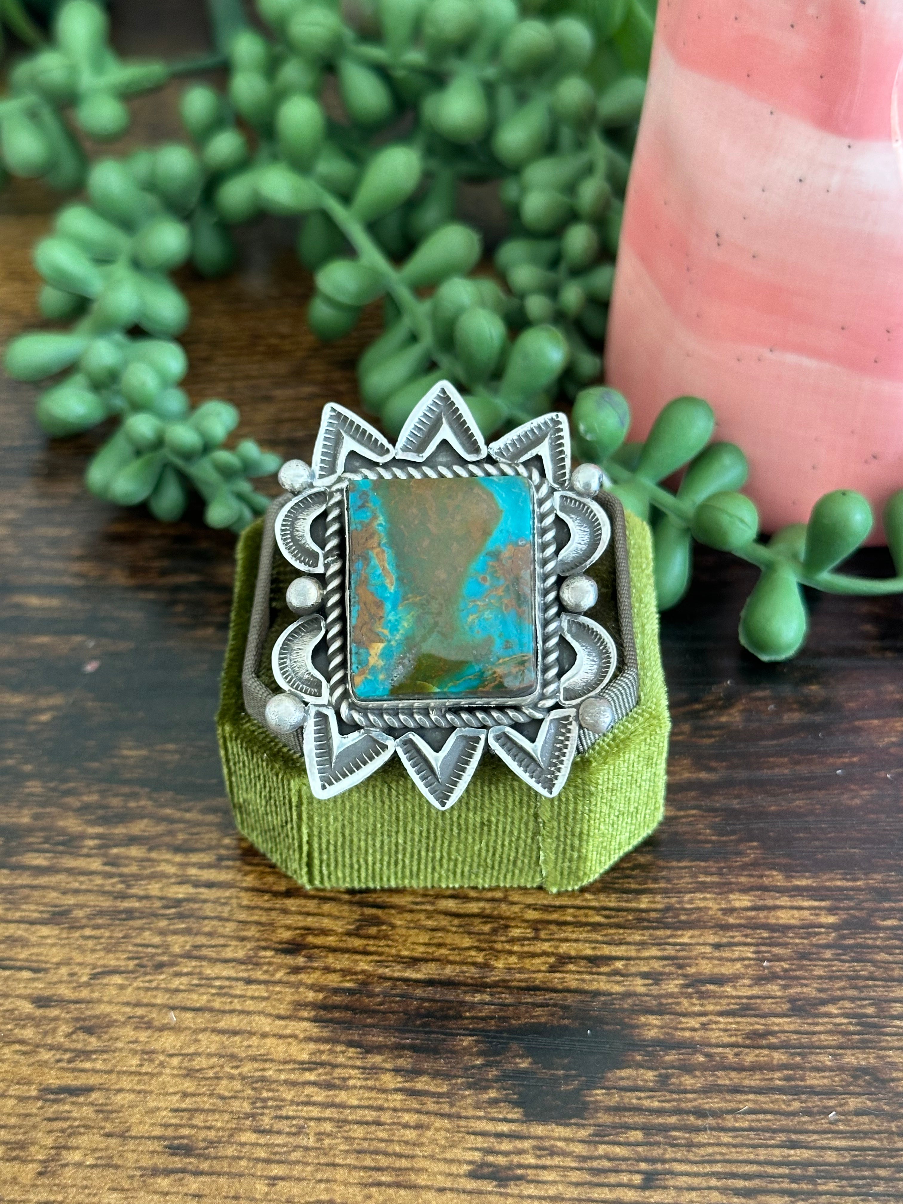 Alex Sanchez Natural Royston Turquoise & Sterling Silver Adjustable Ring