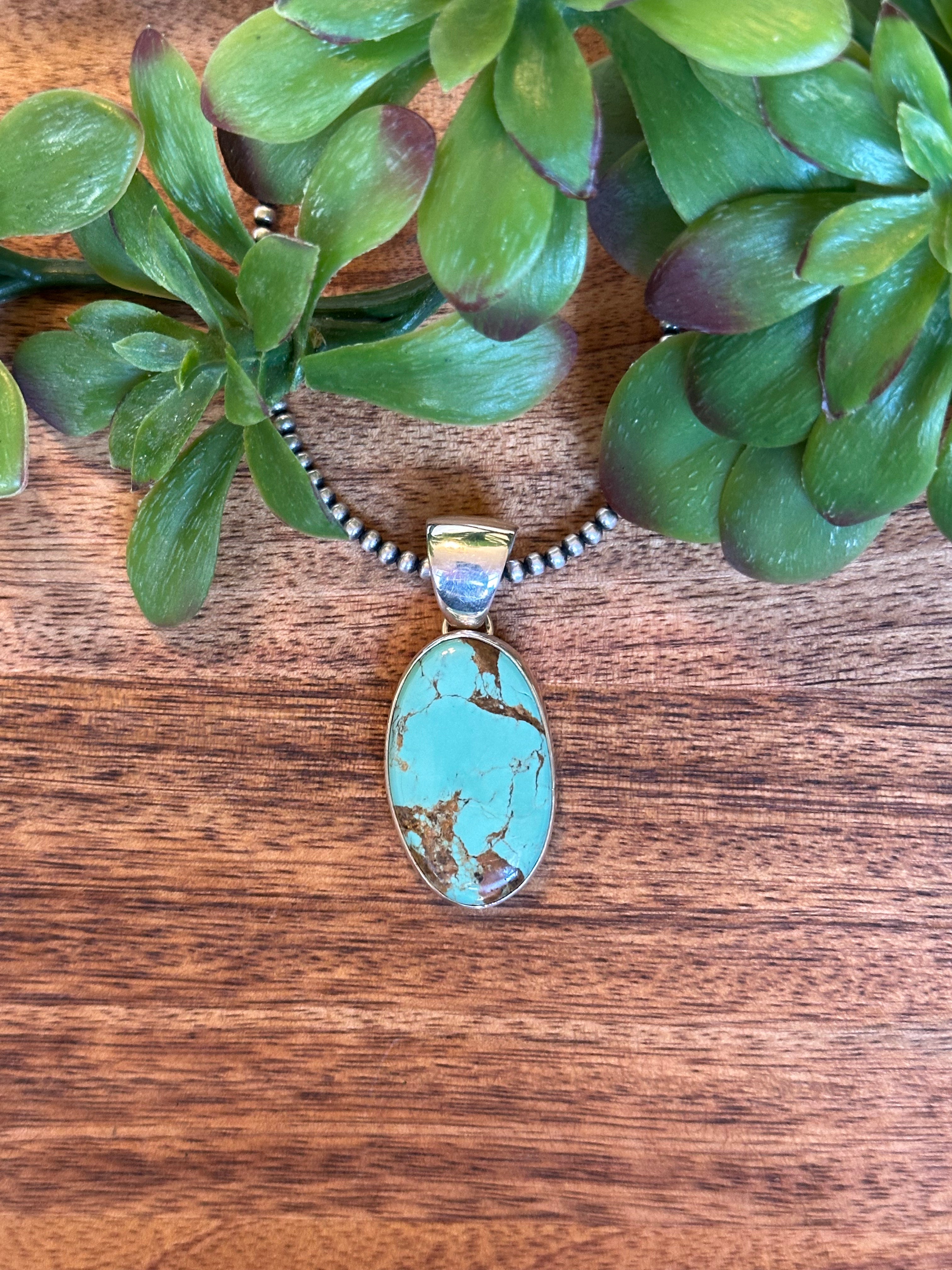 Navajo Made Royston Turquoise & Sterling Silver Pendant