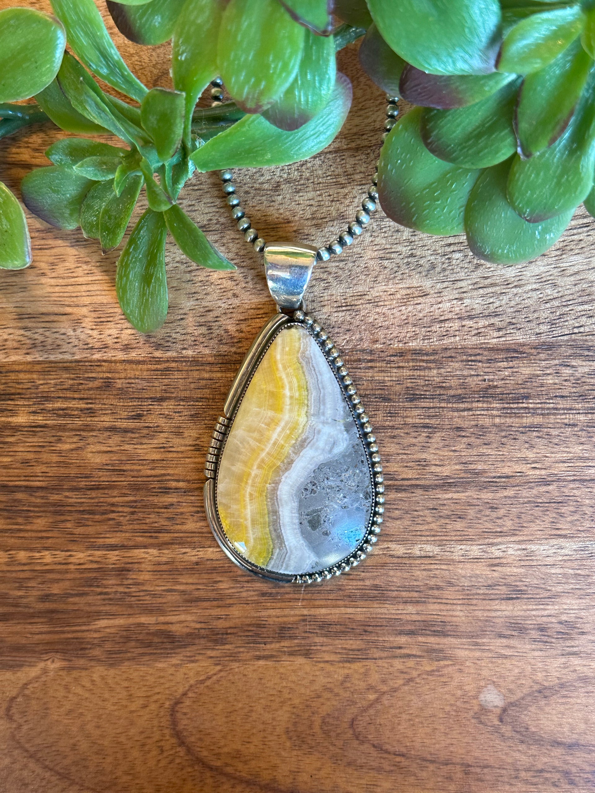 Larry Kay Bumblebee Jasper & Sterling Silver Pendant