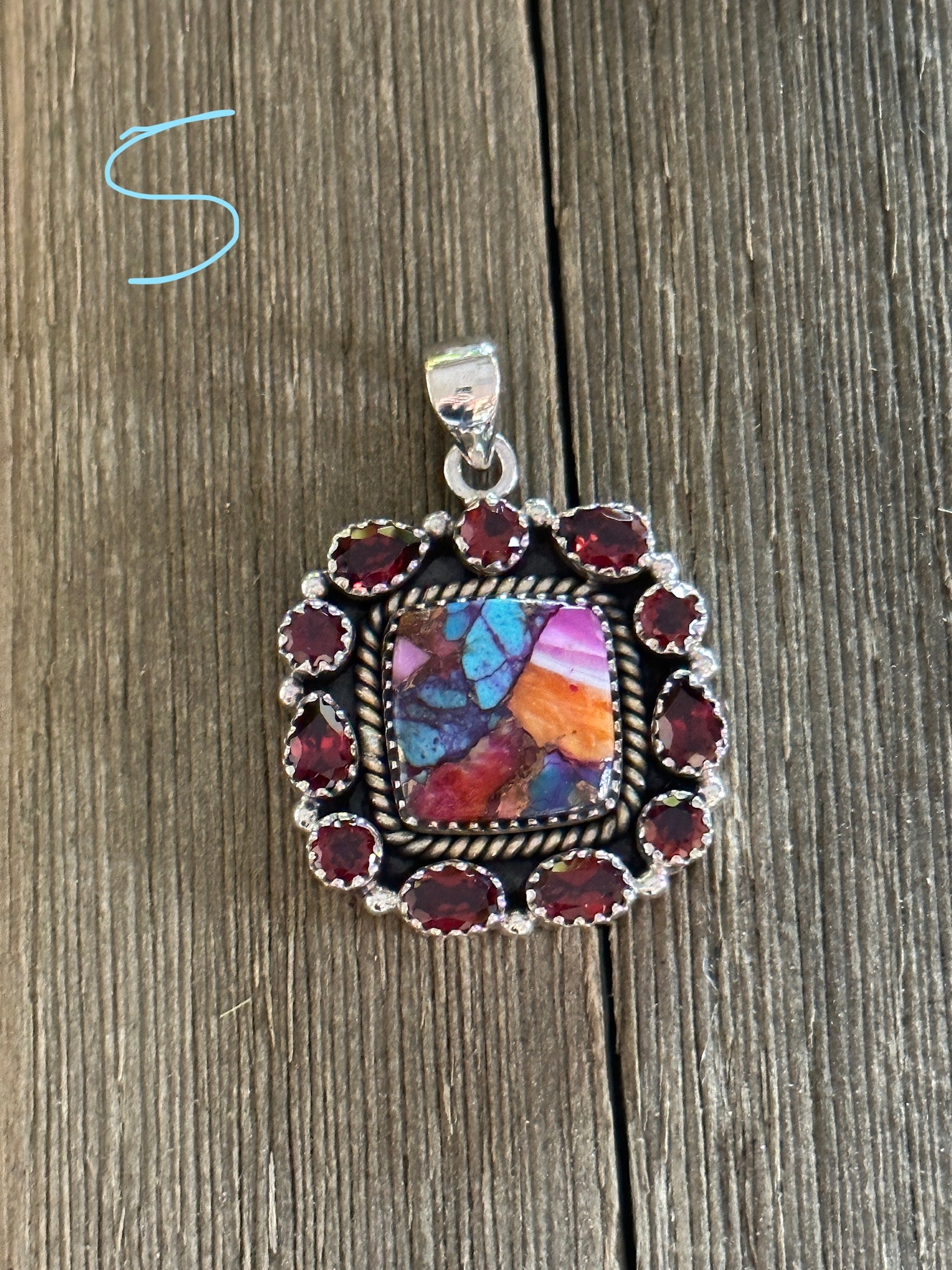 Southwest Made Multi Stone & Sterling Silver Pendant