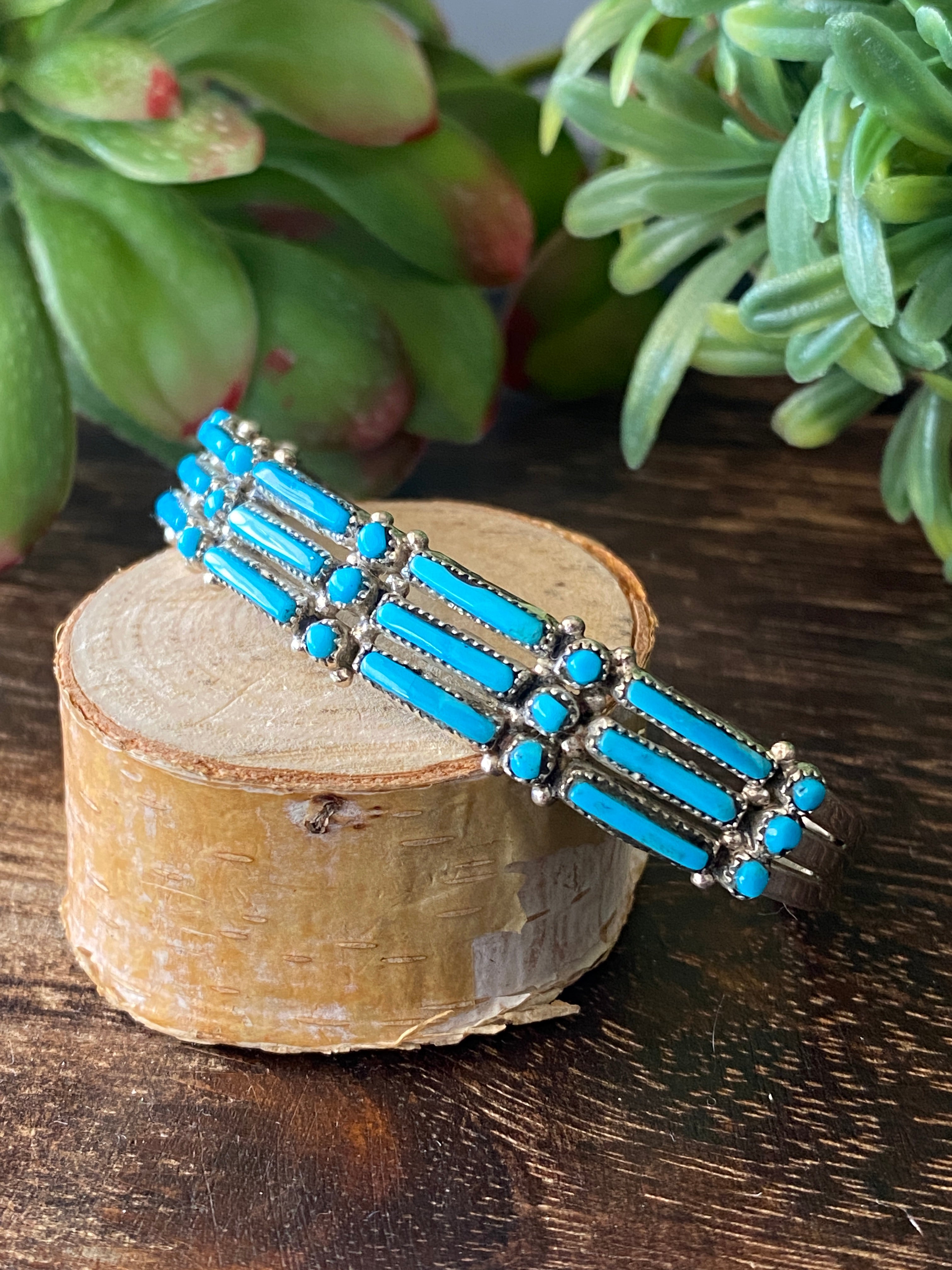 Zuni Made Turquoise & Sterling Silver Cuff Bracelet