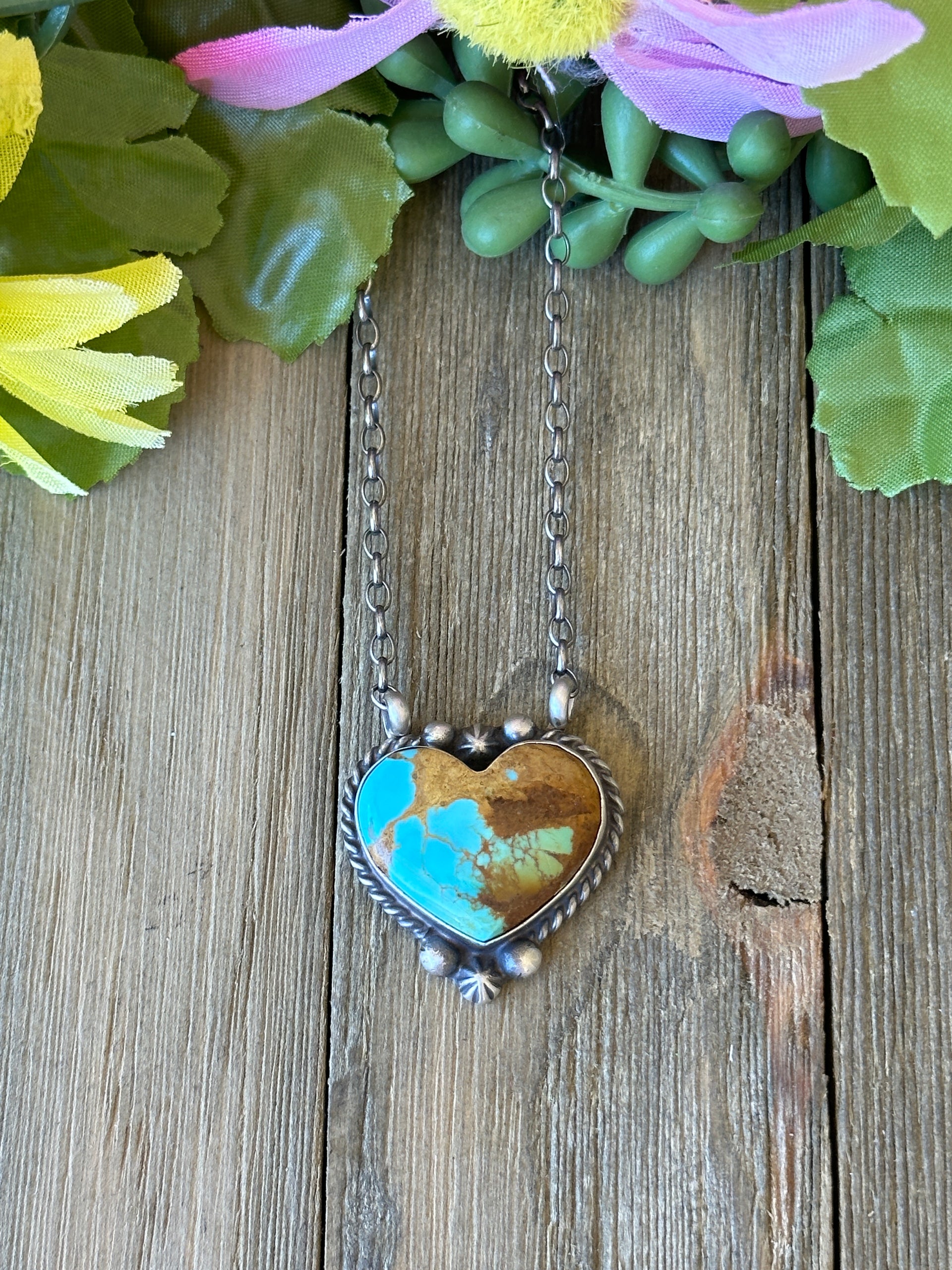Augustine Largo Kingman Turquoise & Sterling Silver Heart Necklace