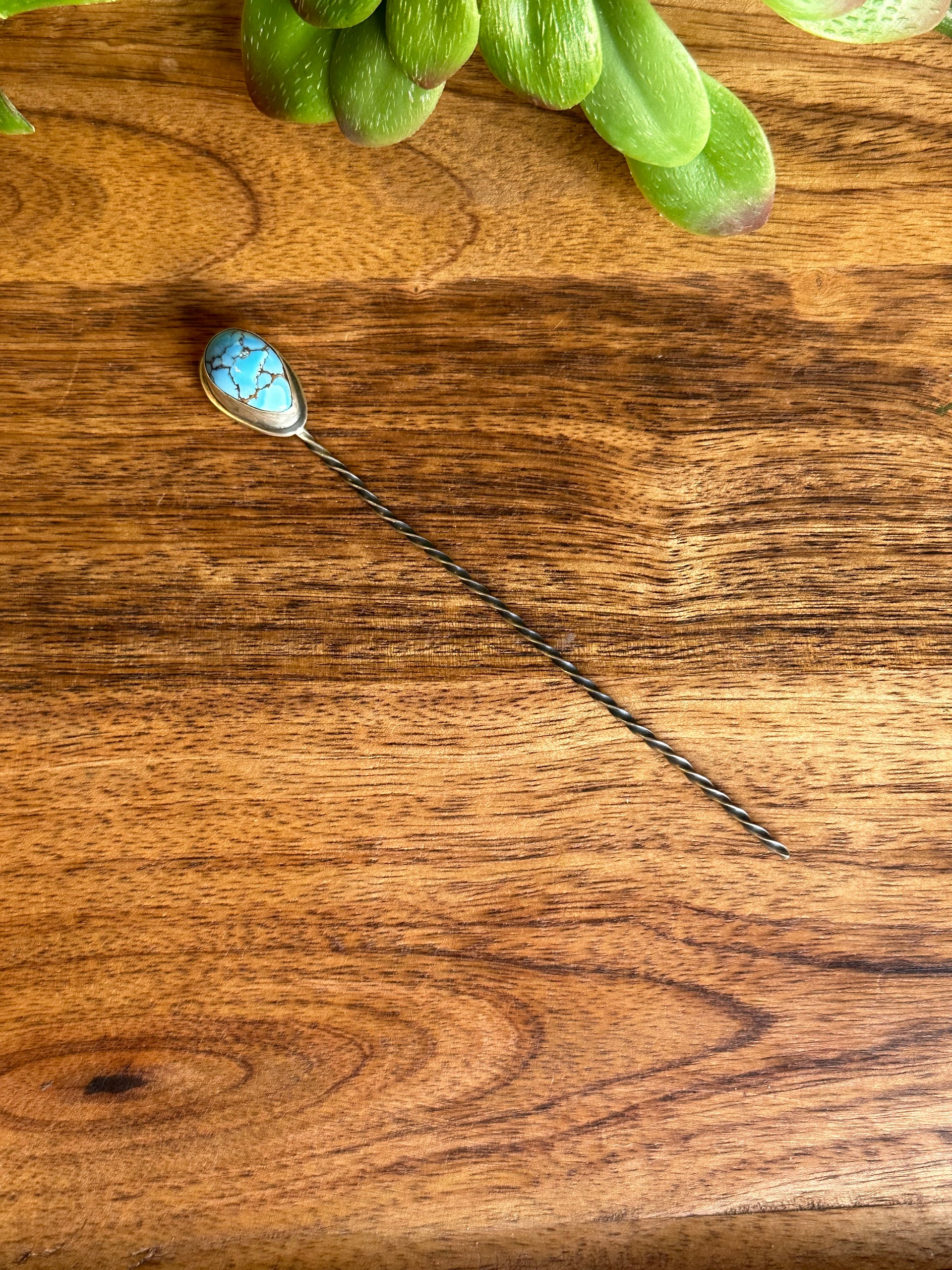 Sandra Nez Golden Hills Turquoise & Sterling Silver Hair Pin