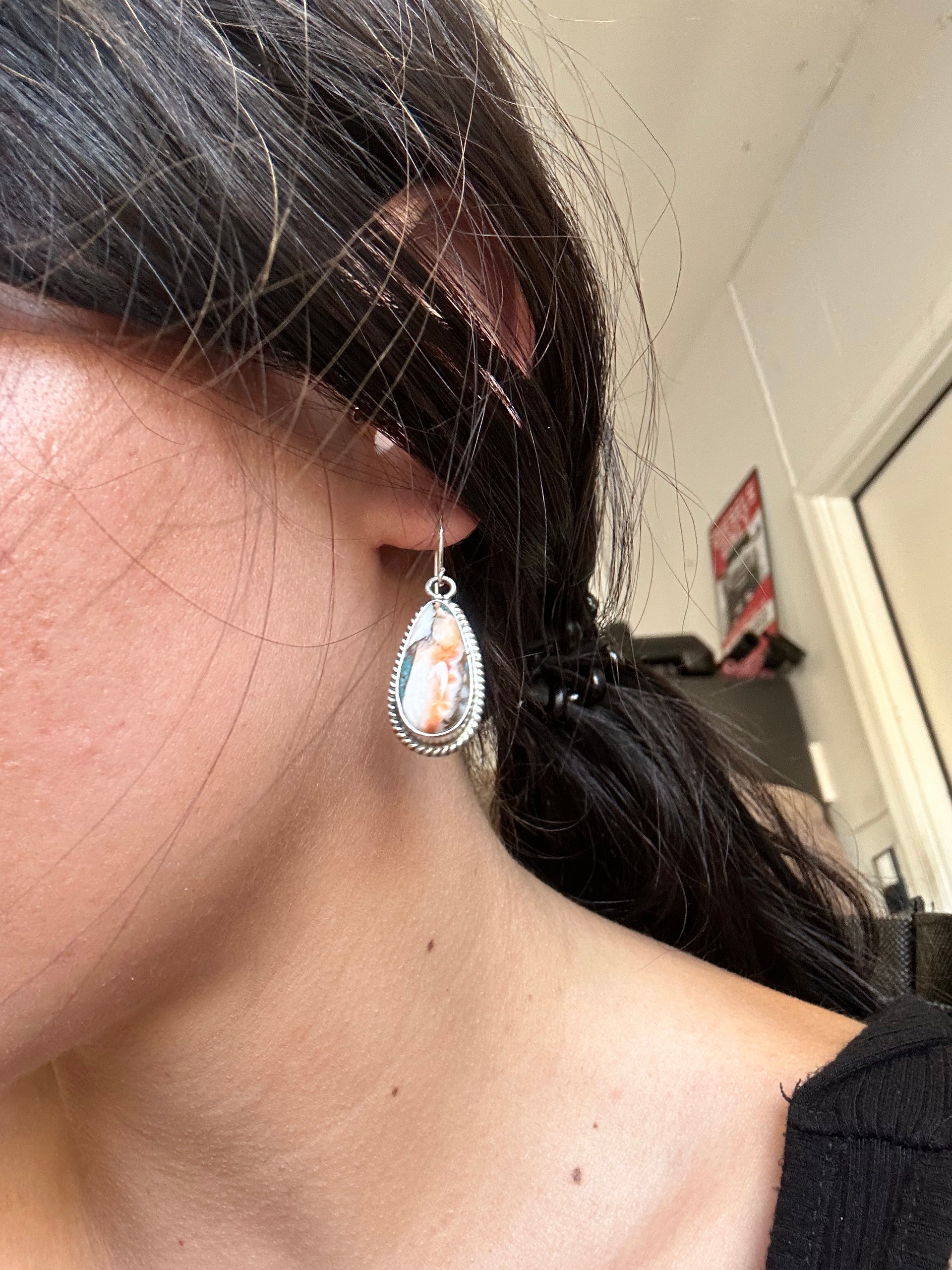 Elouise Kee Mohave Turquoise & Sterling Silver Pearls Dangle Earrings