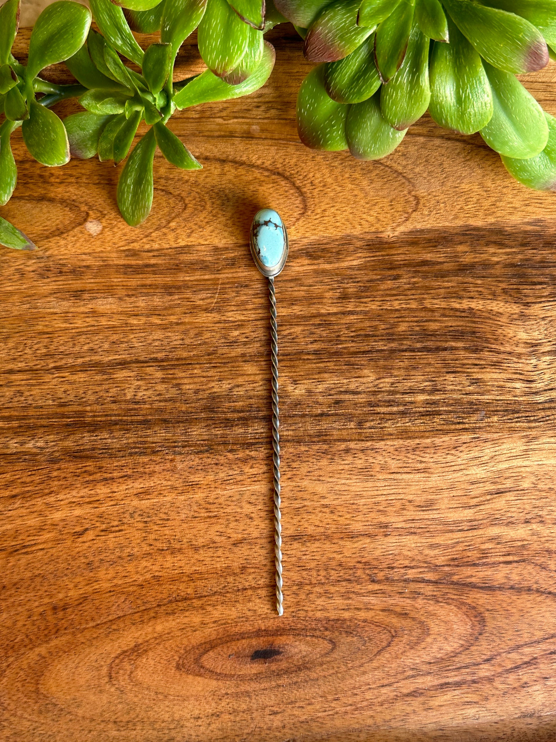 Sandra Nez Golden Hills Turquoise & Sterling Silver Hair