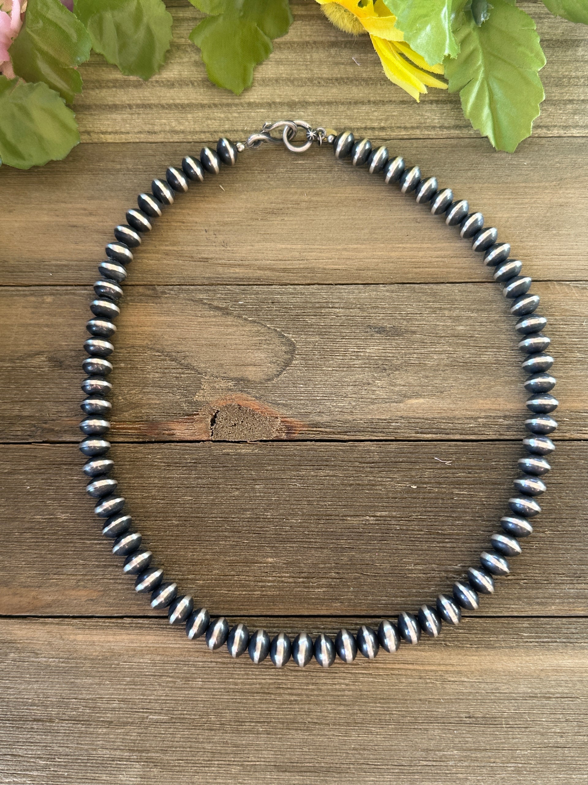 Navajo Strung Sterling Silver 9 MM Saucer Pearl Necklace