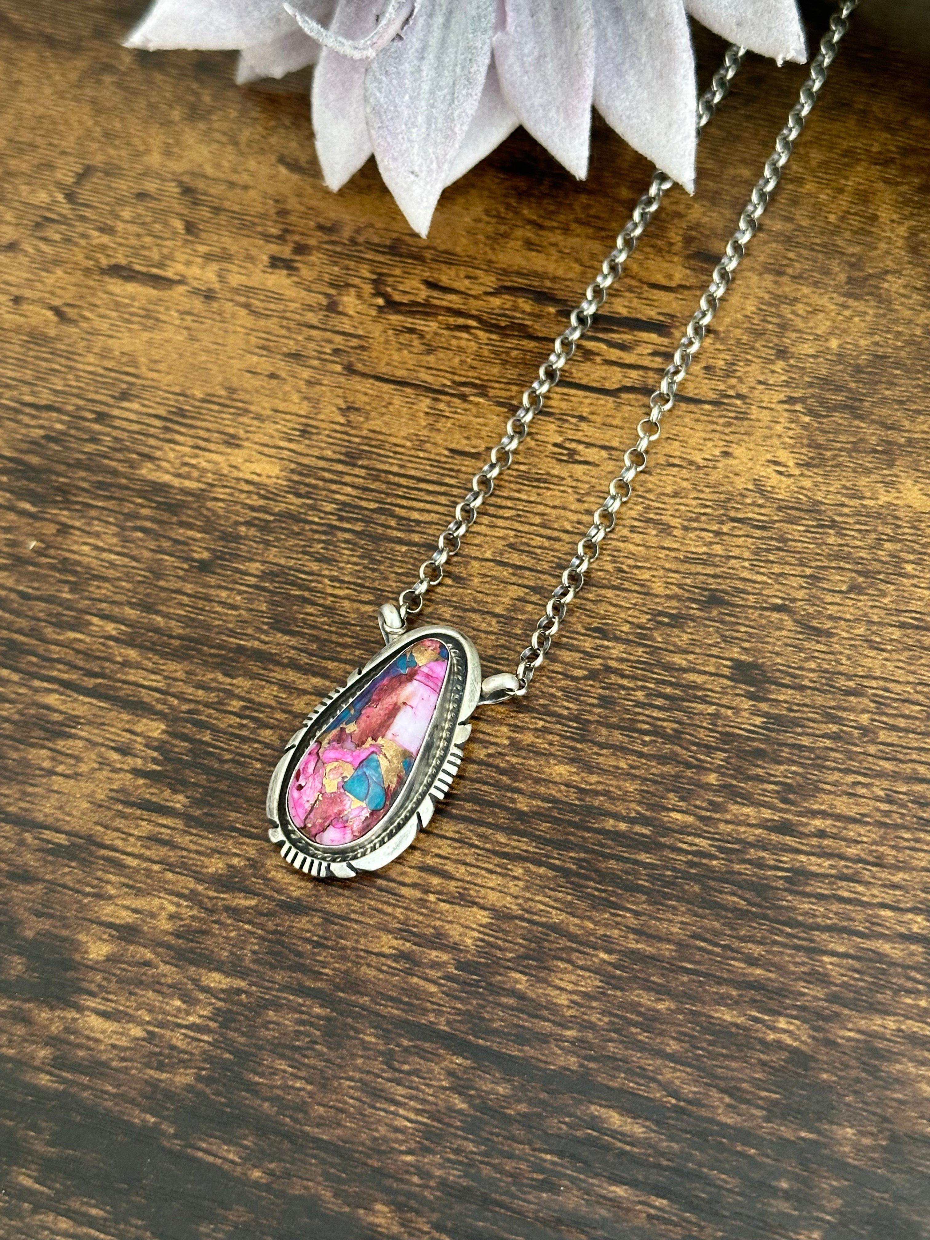 Alfred Martinez Pink Mohave Turquoise & Sterling Silver Necklace