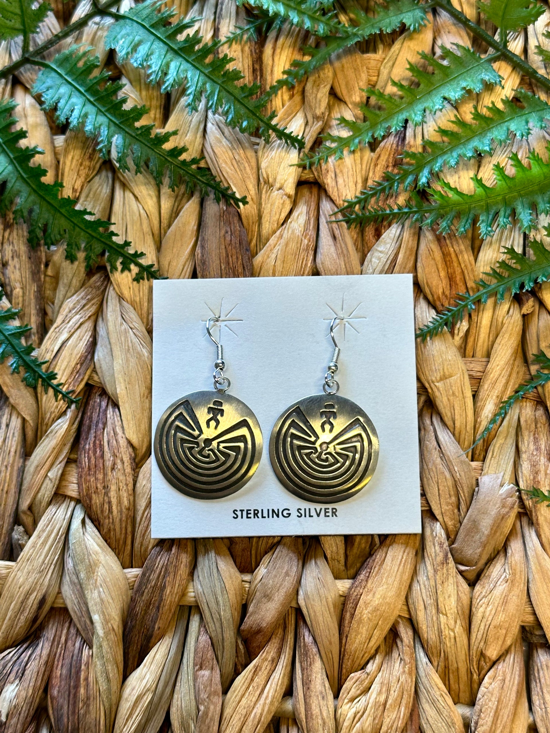 Navajo Made Sterling Silver Dangle Blossom Earrings