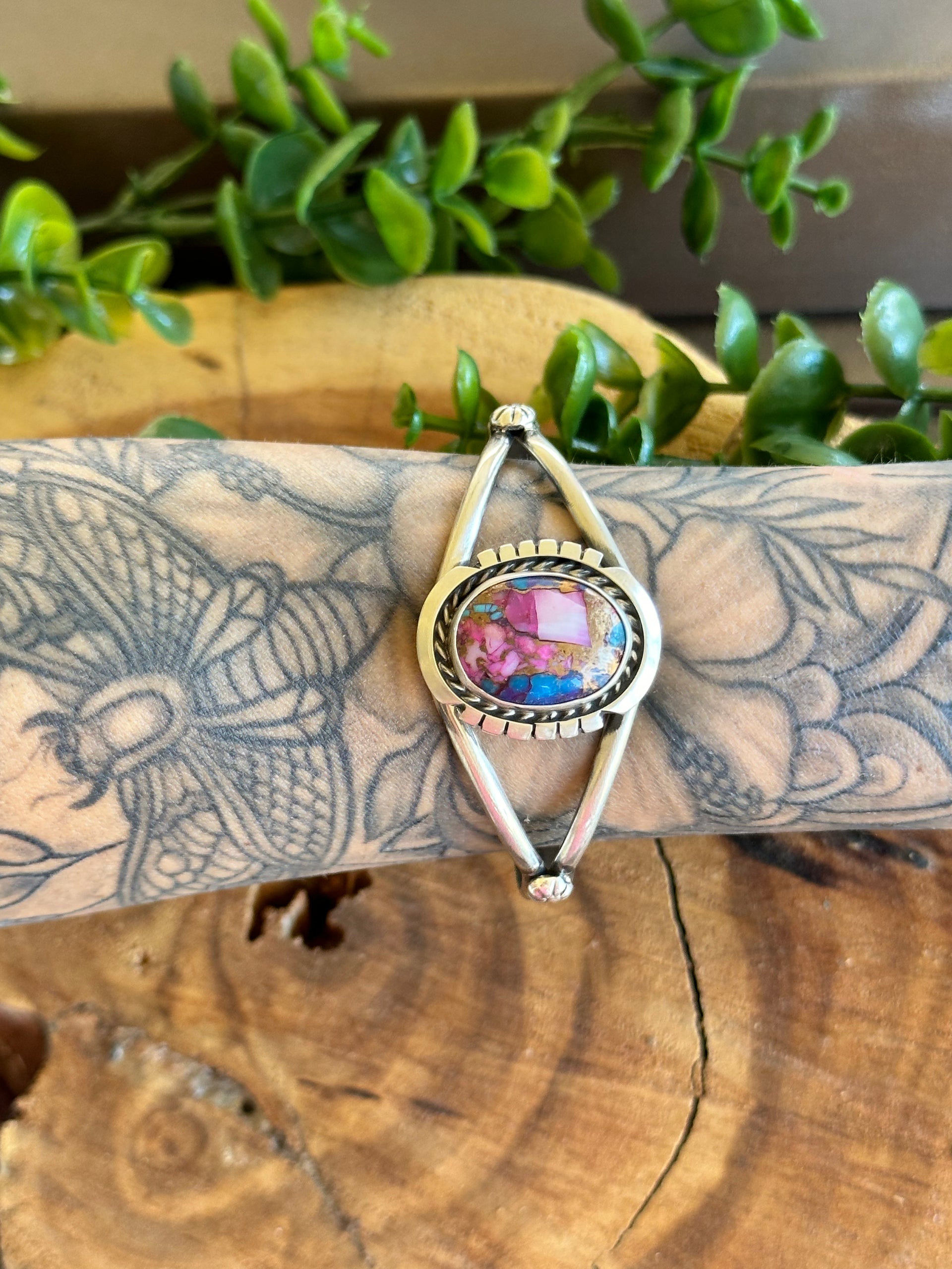 Augustine Largo Pink Mohave Turquoise & Sterling Silver Cuff Bracelet