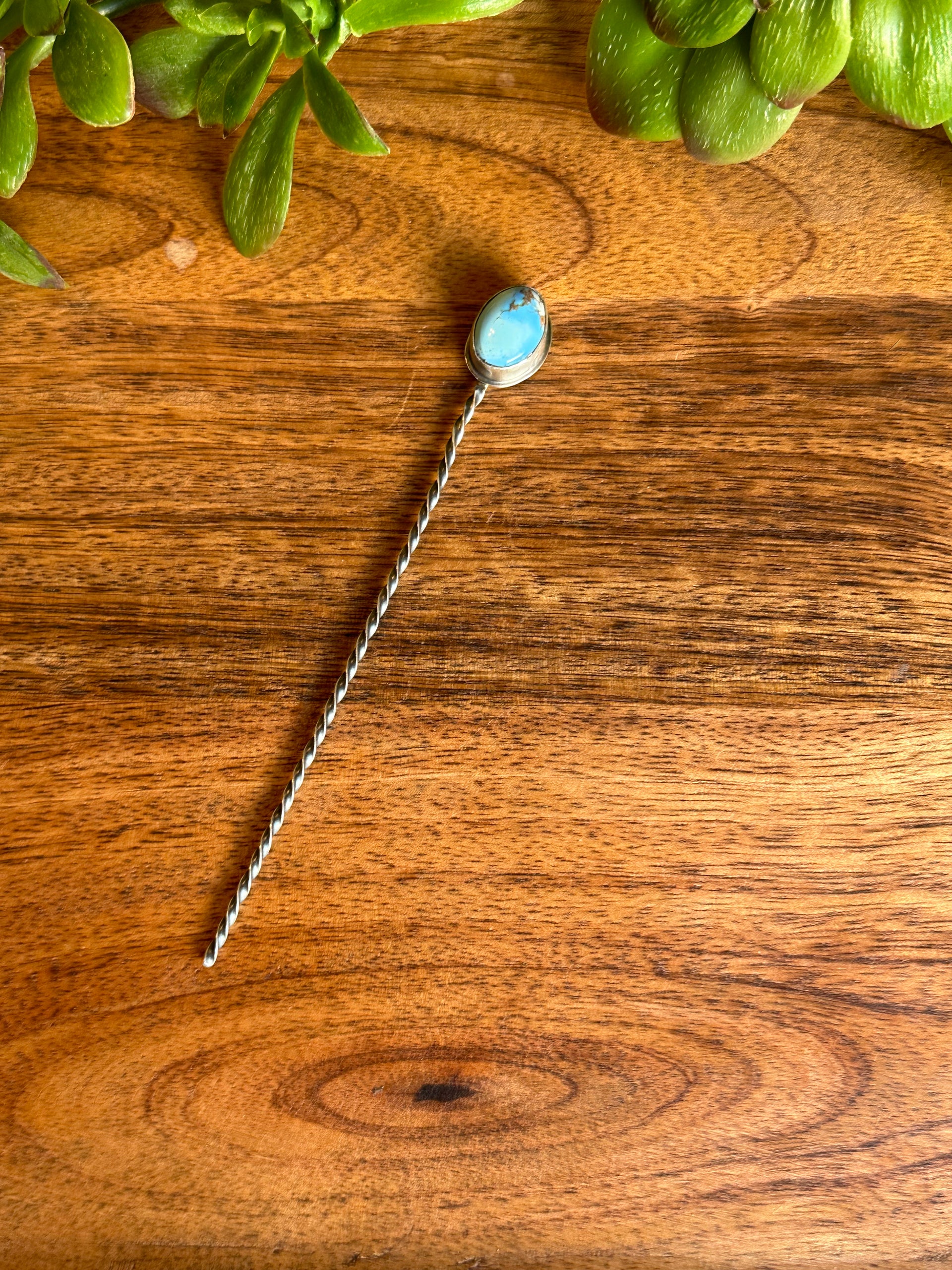 Sandra Nez Golden Hills Turquoise & Sterling Silver Hair Pin