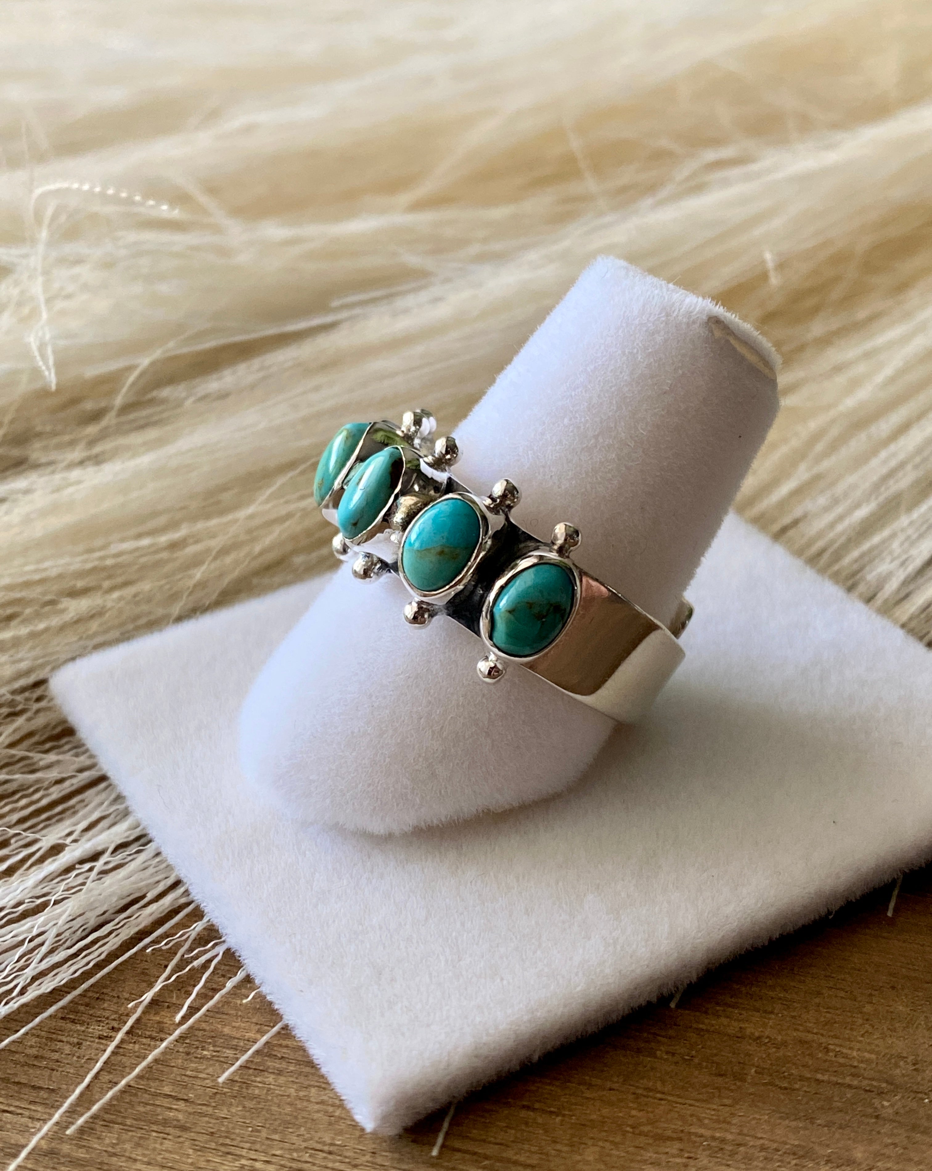 Southwest Handmade Kingman Turquoise & Sterling Silver Adjustable Rings