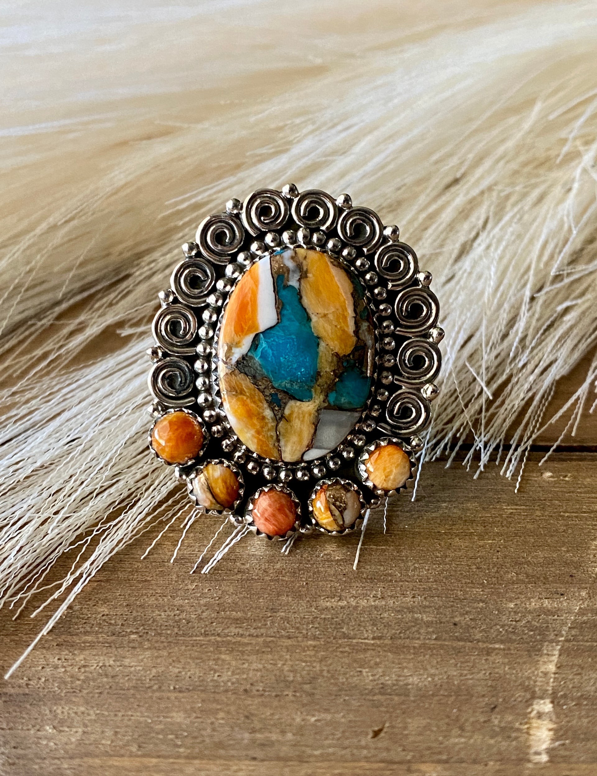 Southwest Handmade Mohave Turquoise & Sterling Silver Adjustable Ring