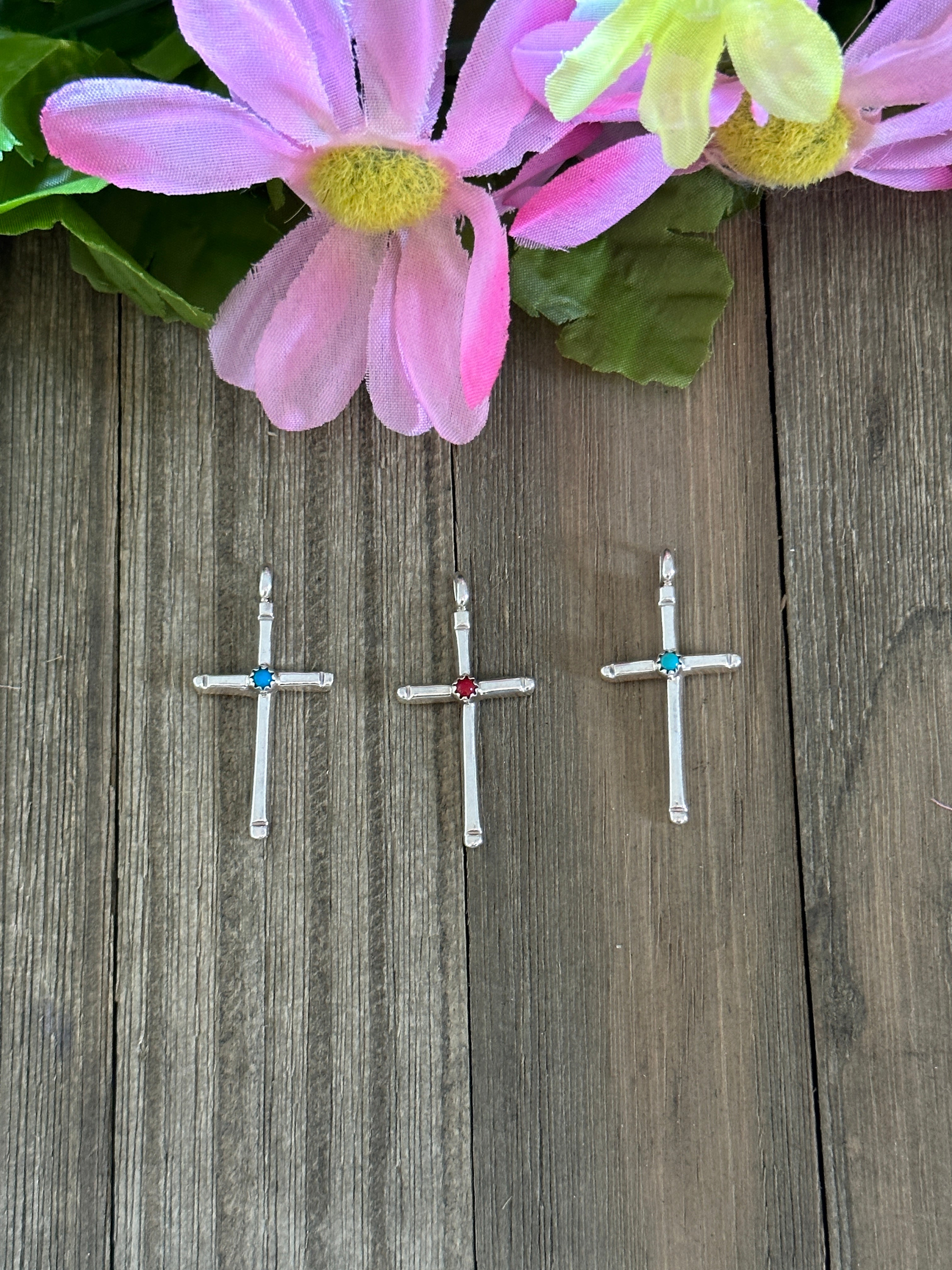 Navajo Made Sterling Silver Cross Pendant