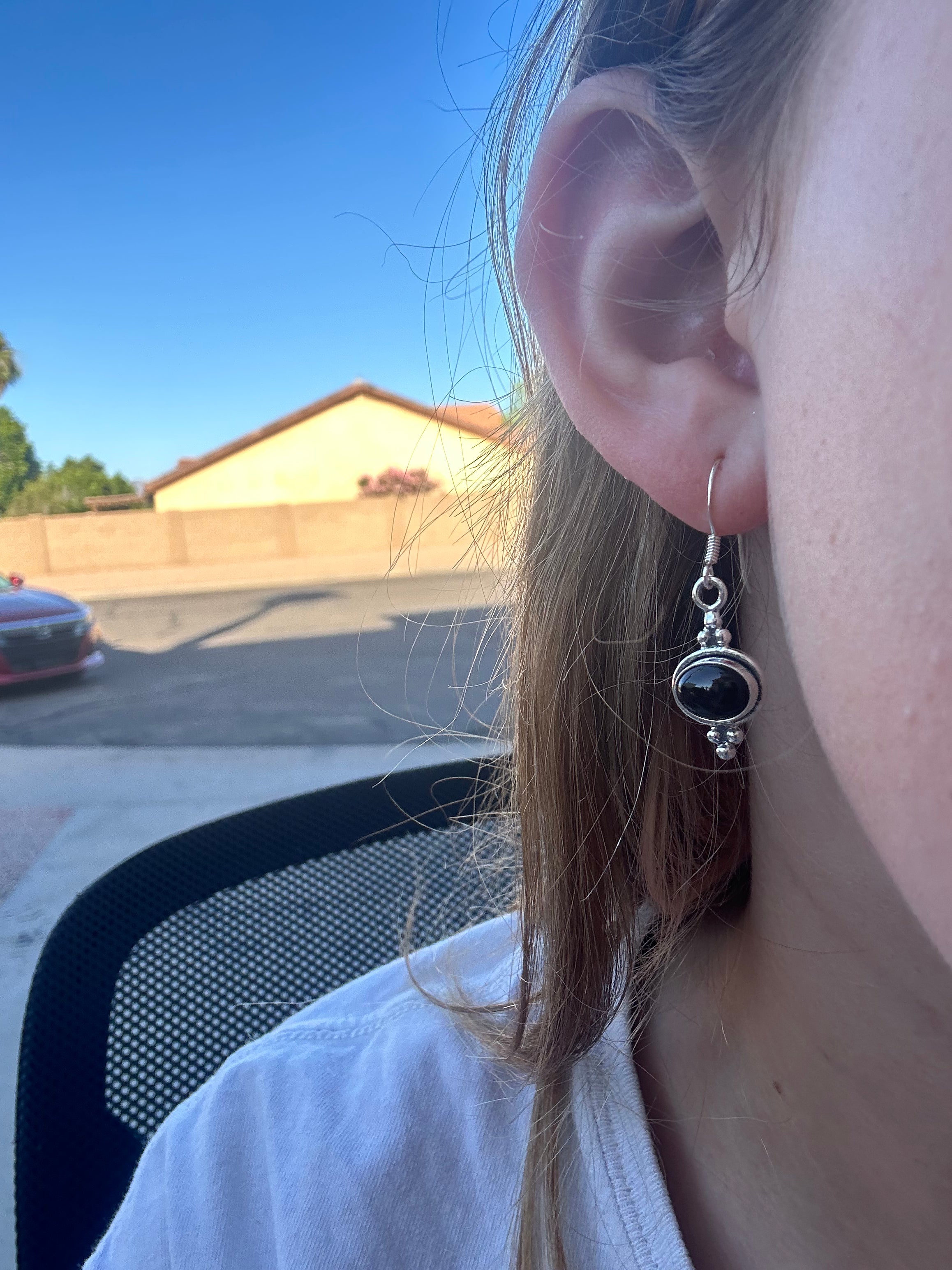 Southwest Made Onyx & Sterling Silver Dangle Earrings