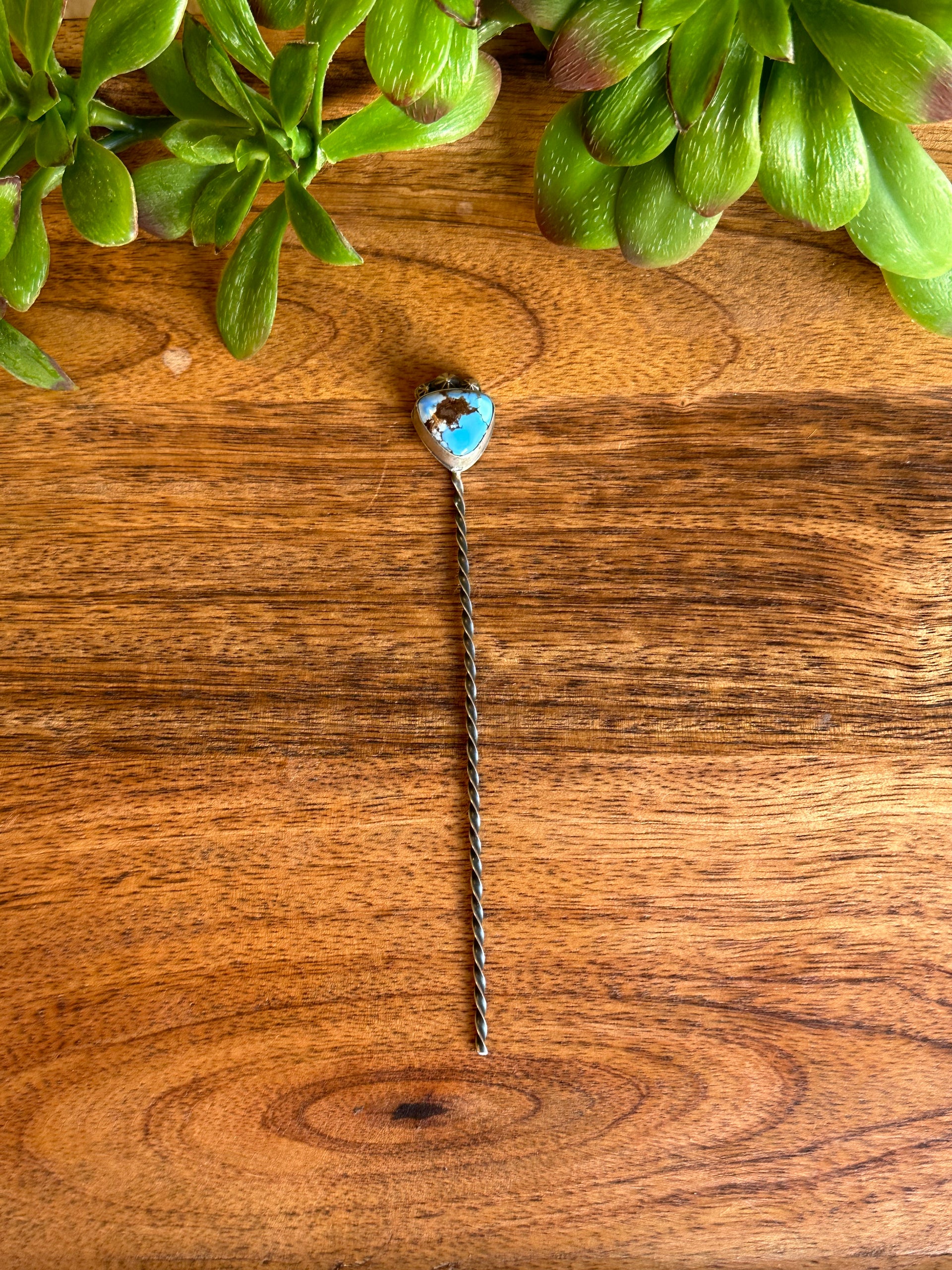 Sandra Nez Golden Hills Turquoise & Sterling Silver Hair Pin