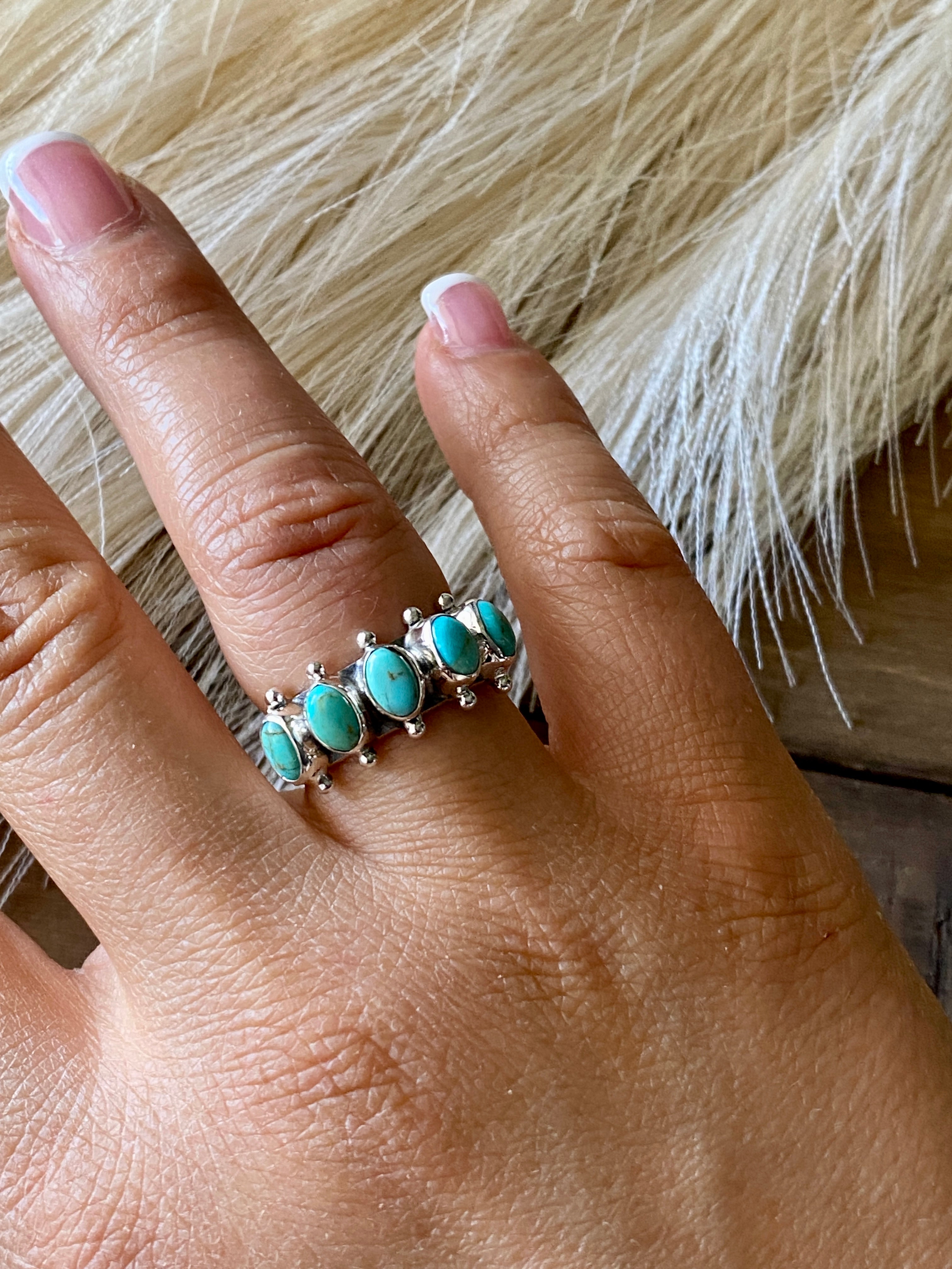 Southwest Handmade Kingman Turquoise & Sterling Silver Adjustable Rings