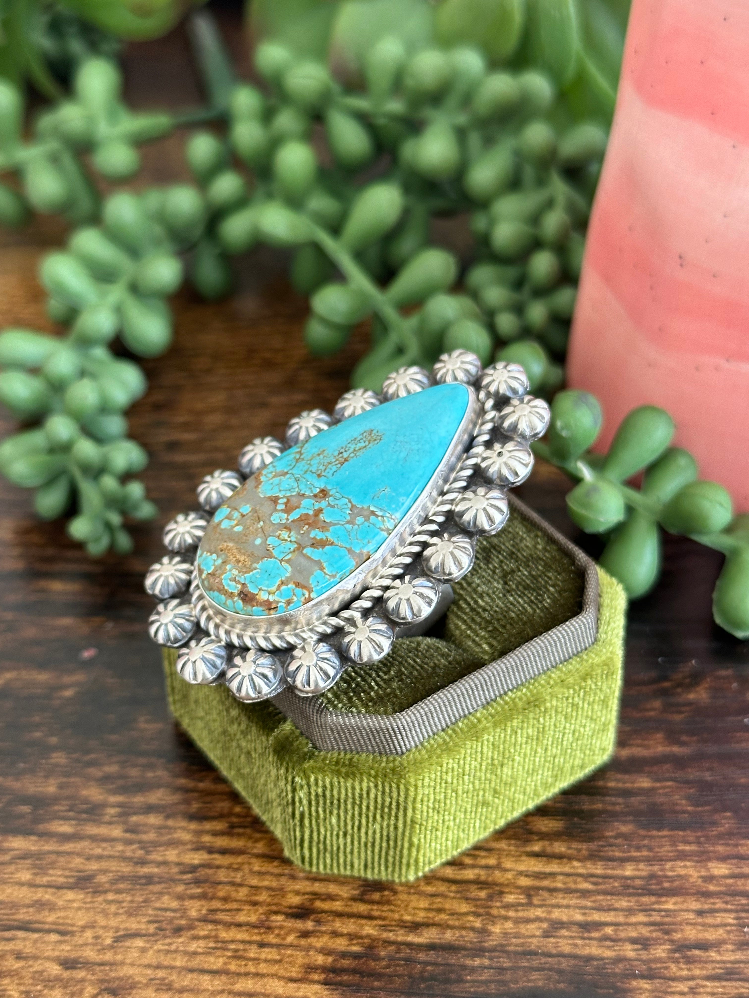 Jeff James Royston Turquoise & Sterling Silver Adjustable Ring