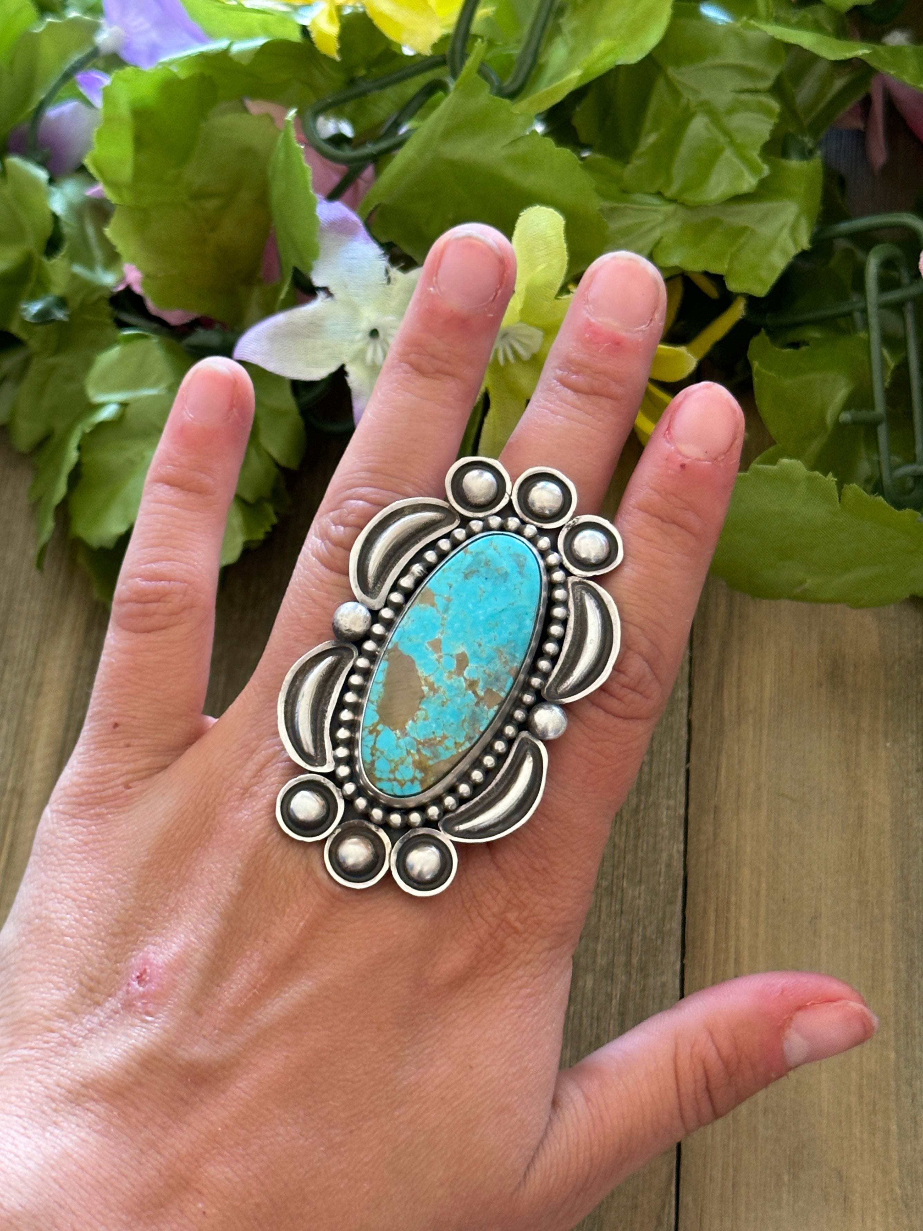 Alex Sanchez Royston Turquoise & Sterling Silver Adjustable Ring