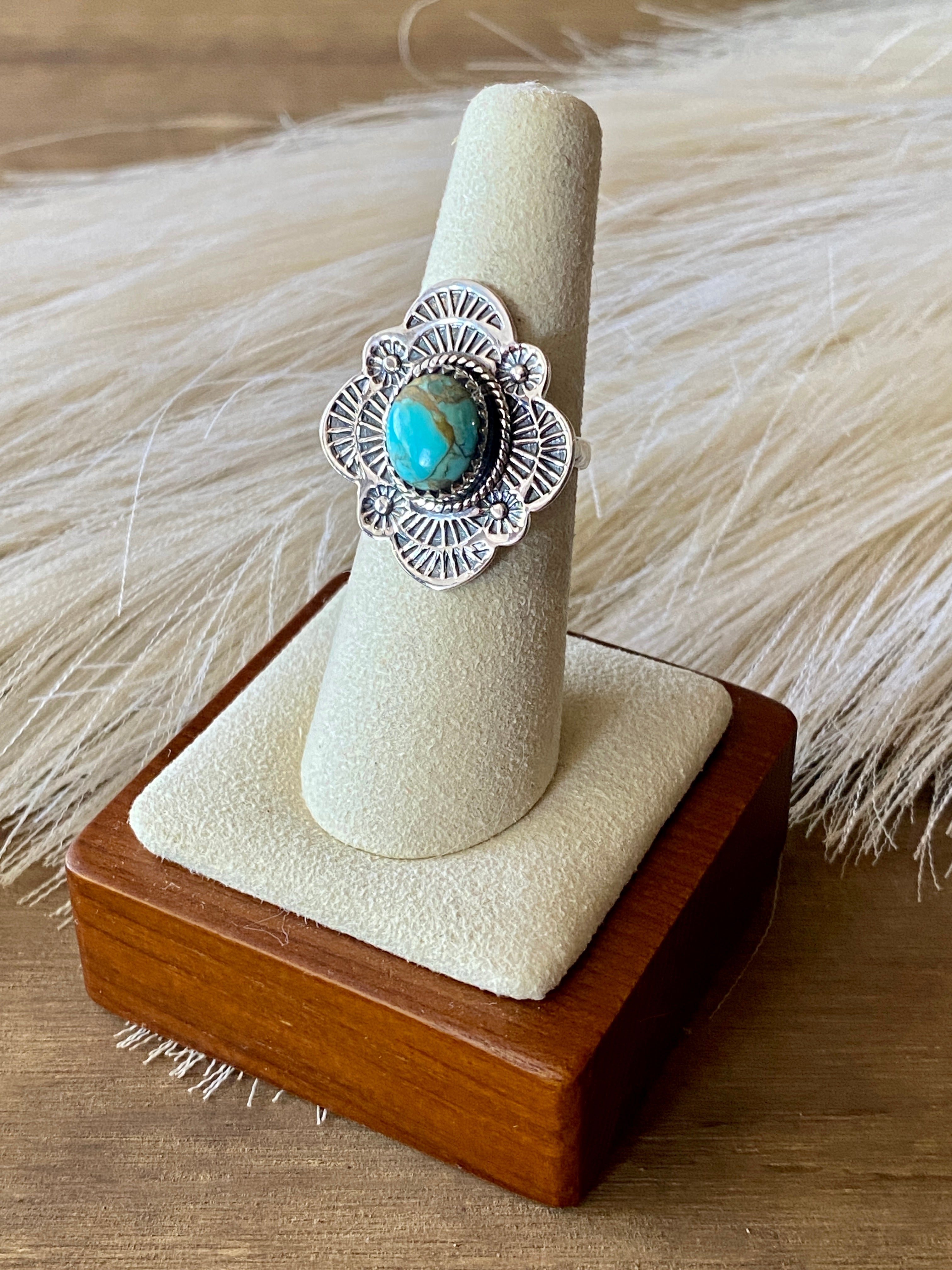 #5 Southwest Handmade Kingman Turquoise & Sterling Silver Ring Size 6