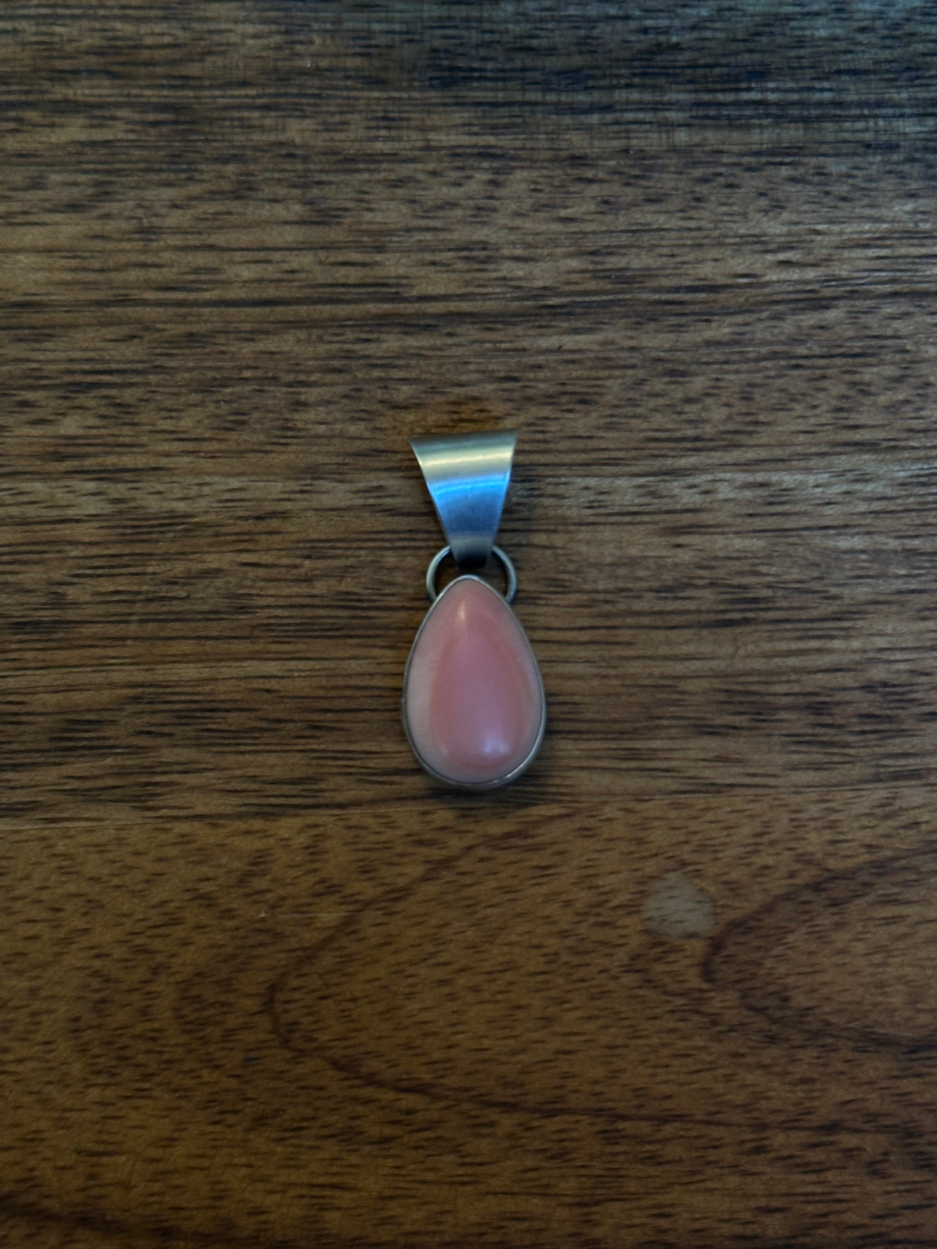 Navajo Made Pink Conch & Sterling Silver Pendant