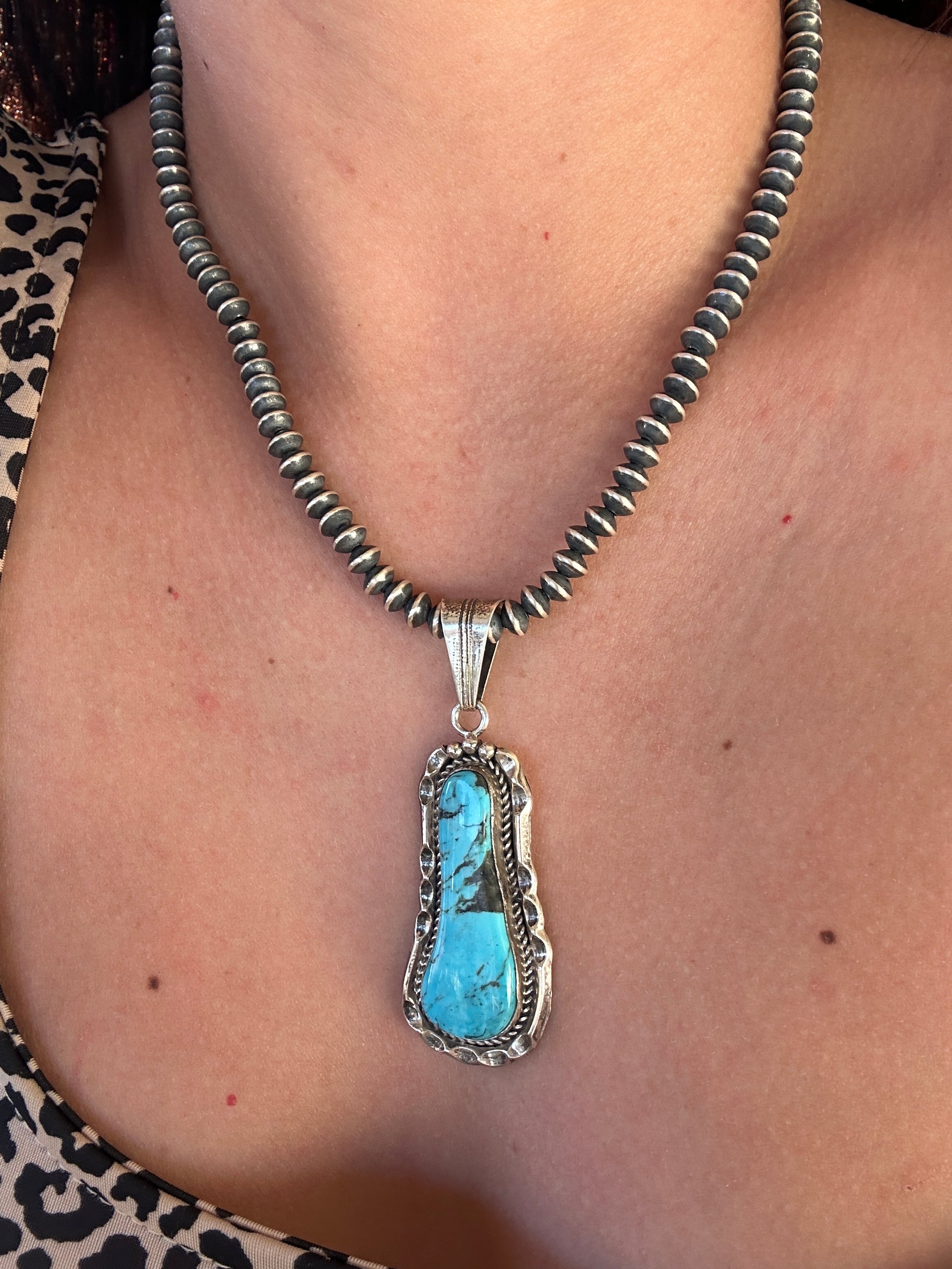 Sam Yellowhair Kingman Turquoise & Sterling Silver Pendant