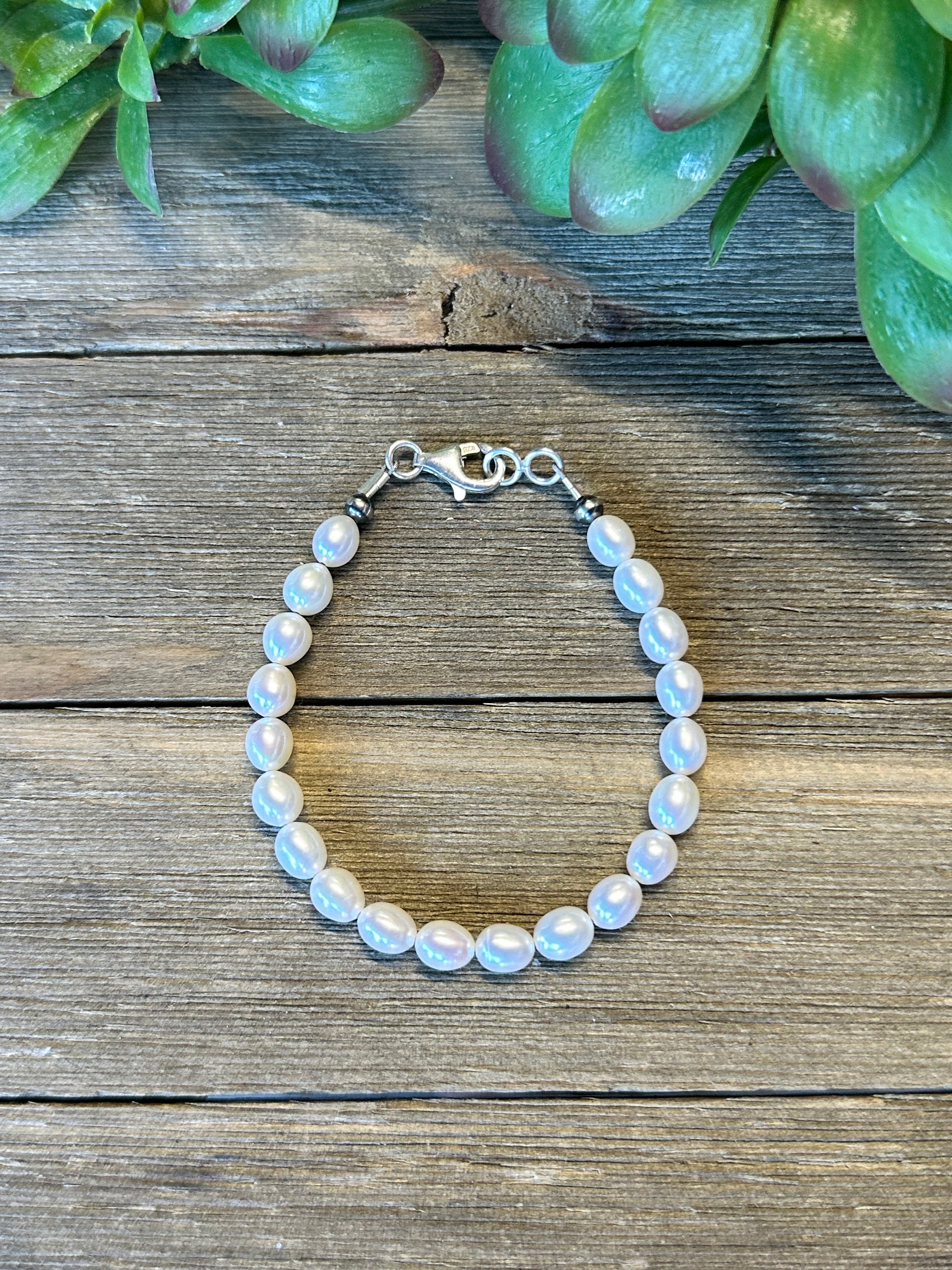 Navajo Strung Fresh Water Pearls & Sterling Silver Bracelet