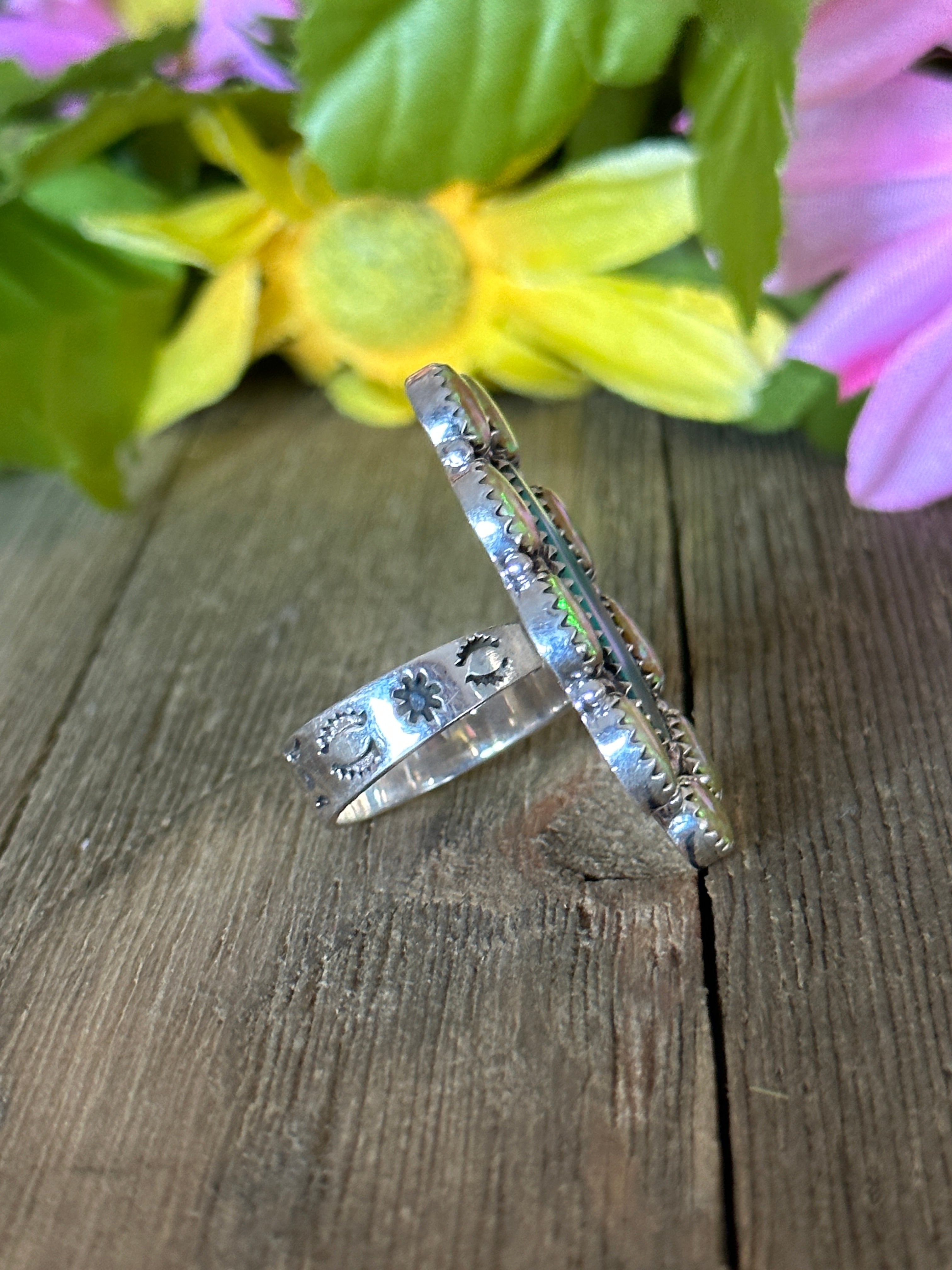 Southwest Handmade Multi Stone & Sterling Silver Adjustable Ring