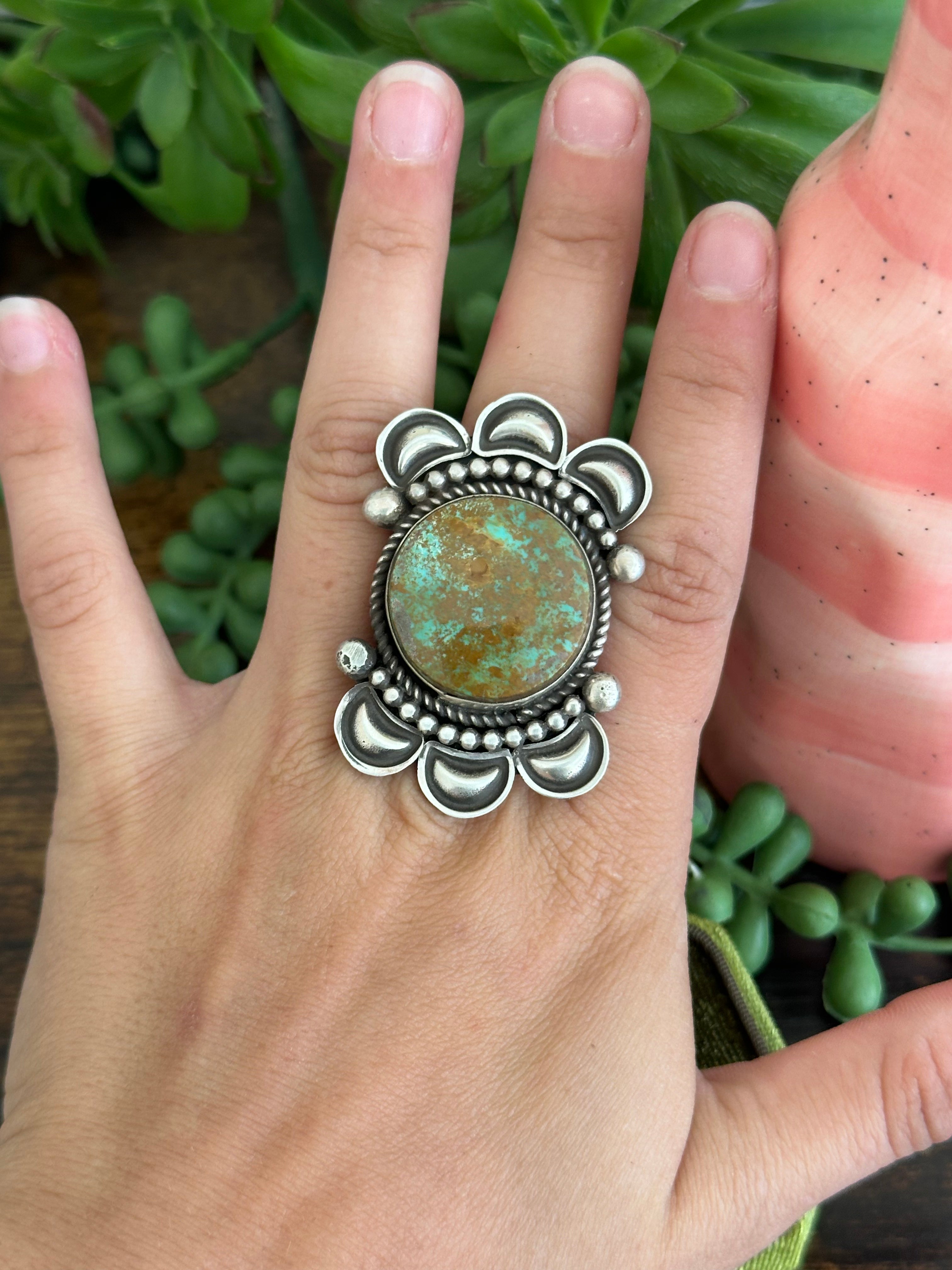 Alex Sanchez Natural Royston Turquoise & Sterling Silver Adjustable Ring