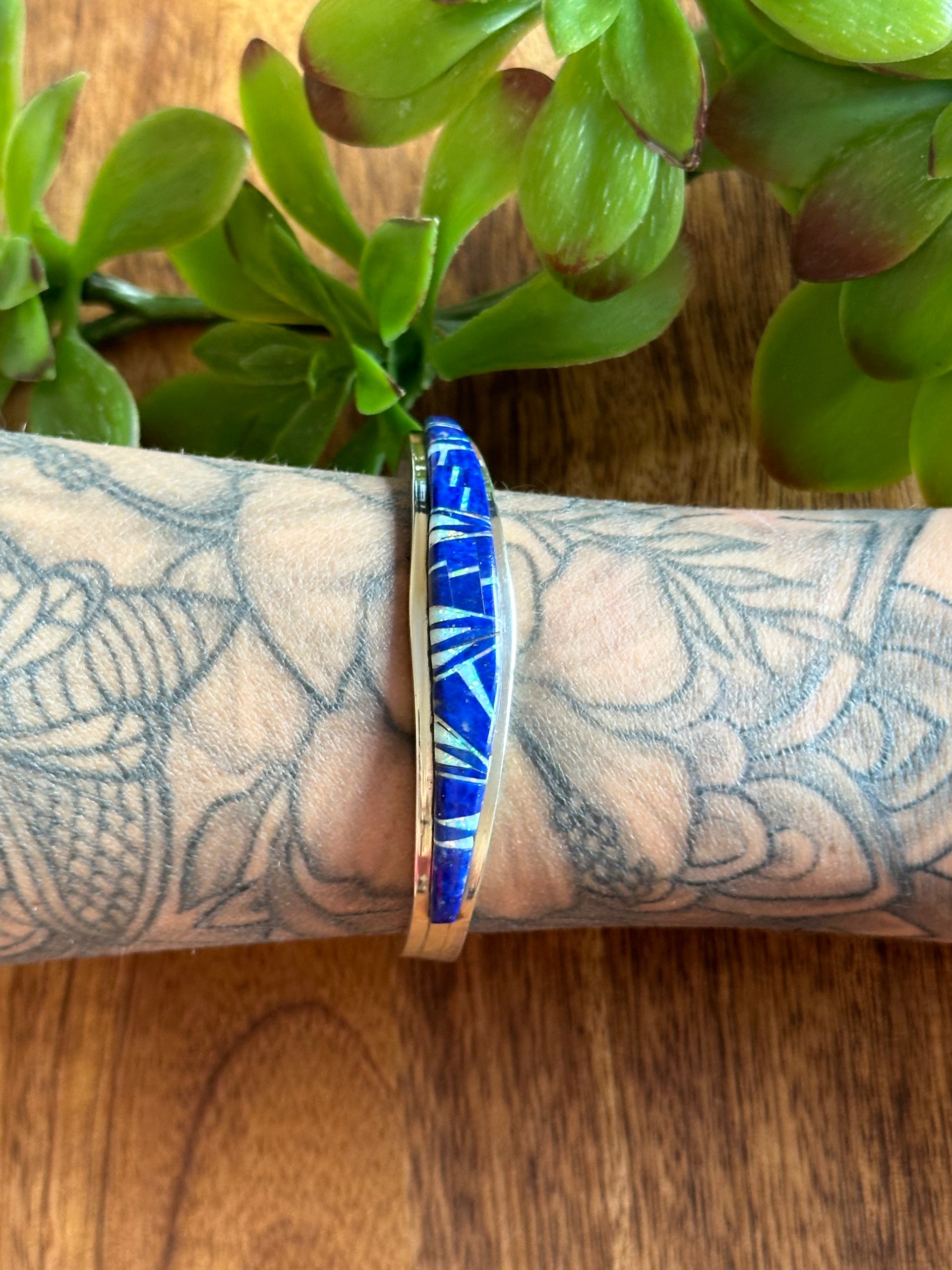 Navajo Made Multi Stone & Sterling Silver Inlay Cuff Bracelet