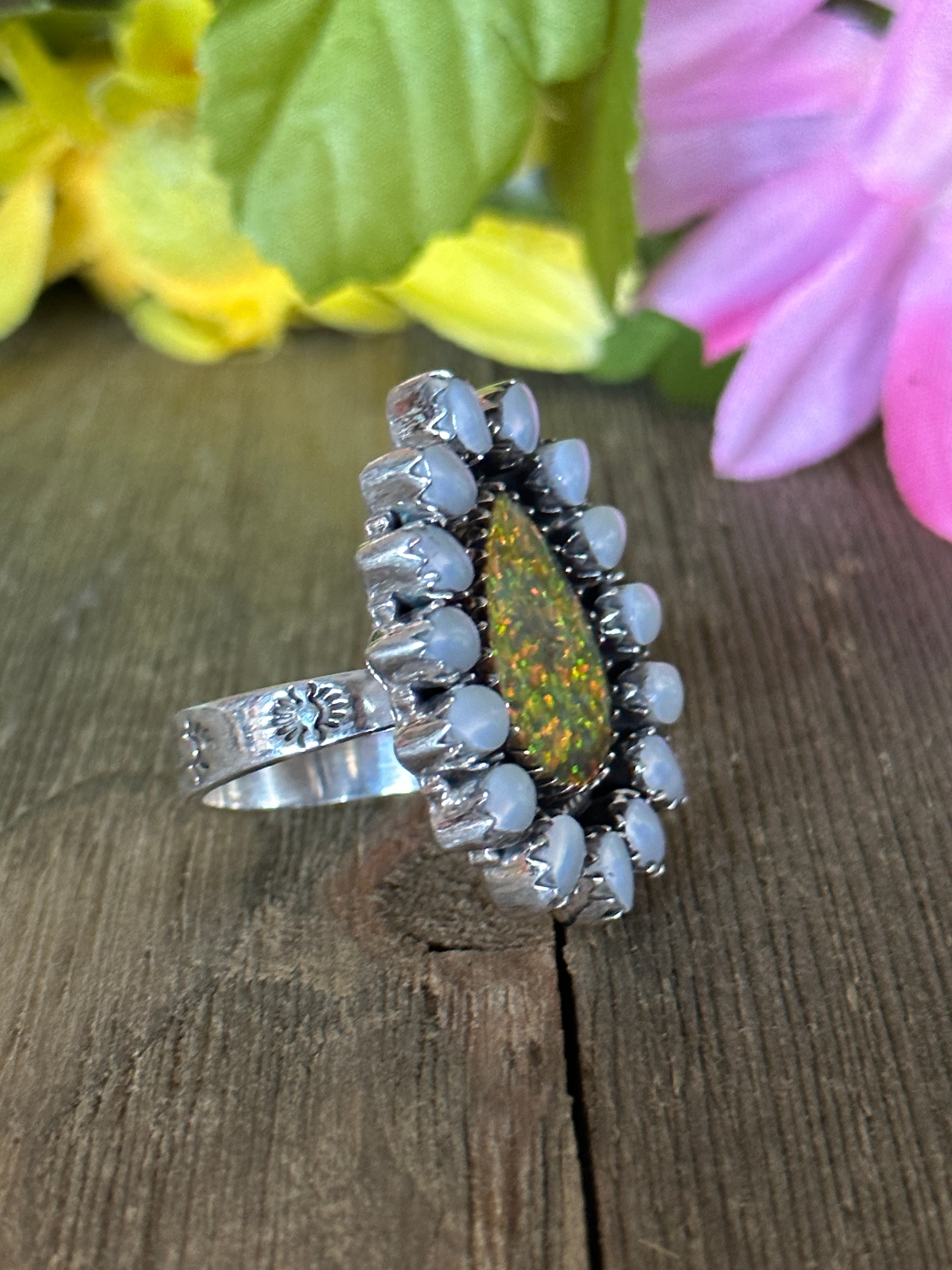 Southwest Handmade Multi Stone & Sterling Silver Adjustable Ring