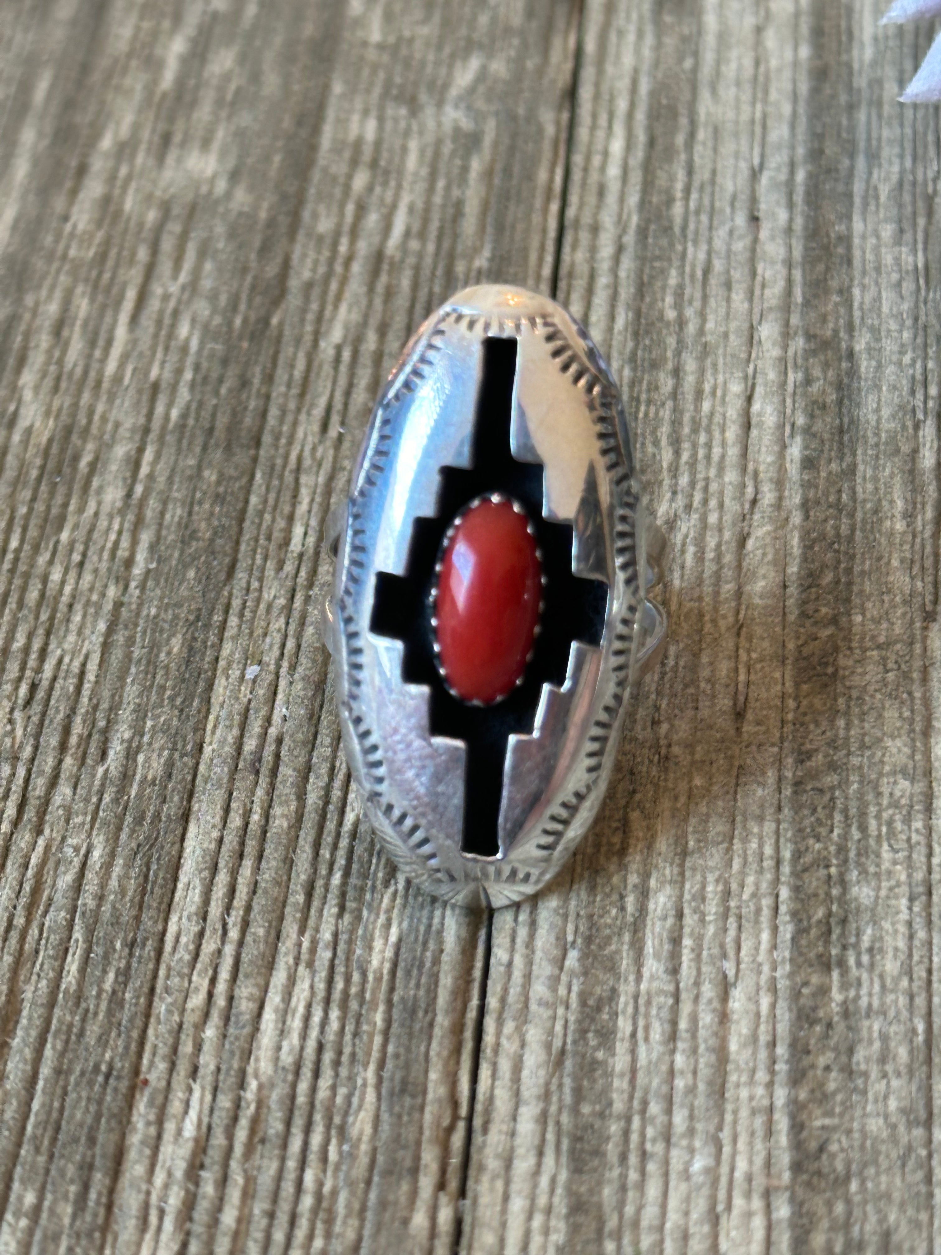 Navajo Made Sterling Silver Shadow Box Ring