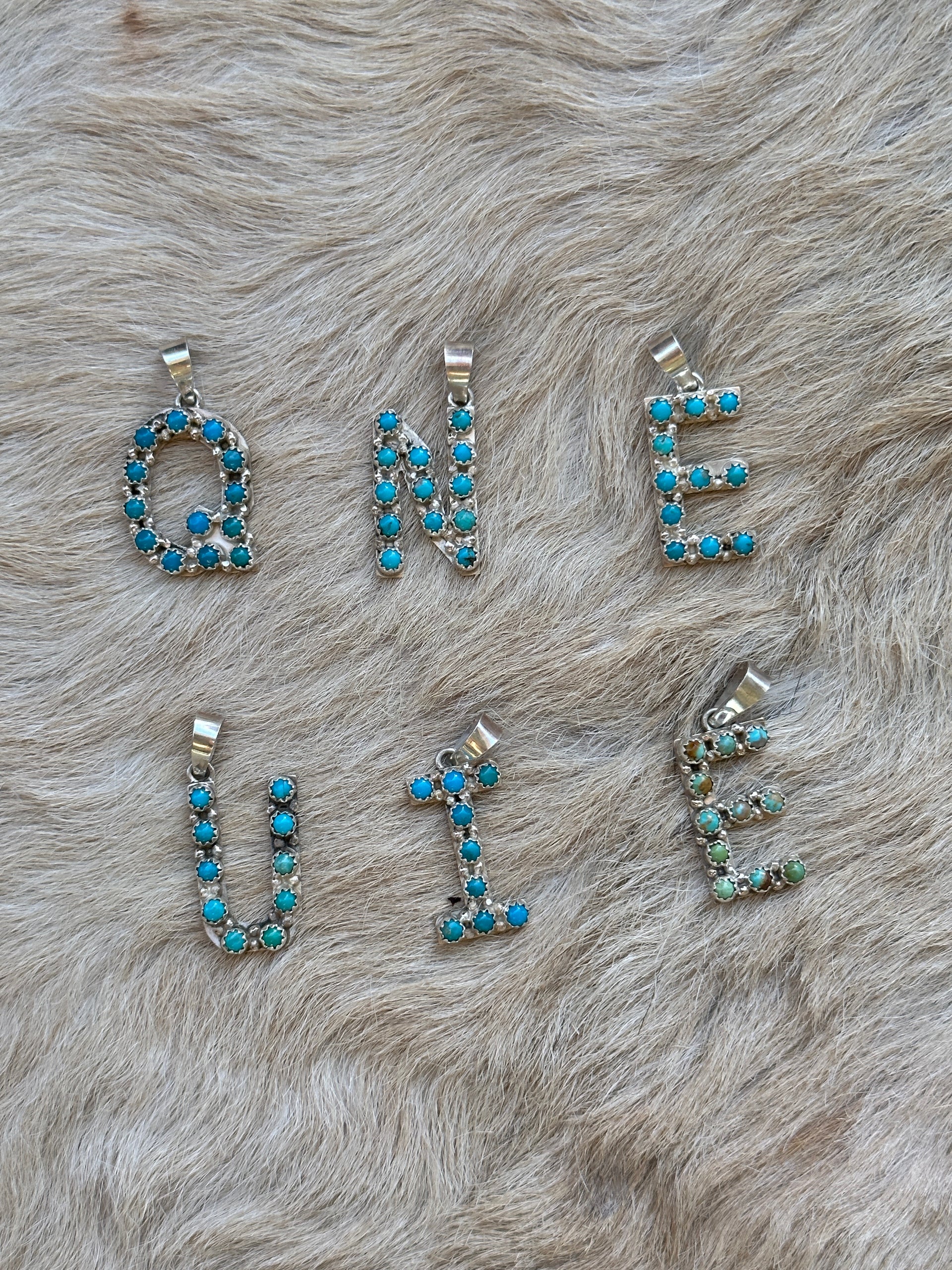 Scott Skeets Kingman Turquoise & Sterling Silver Letter Pendant