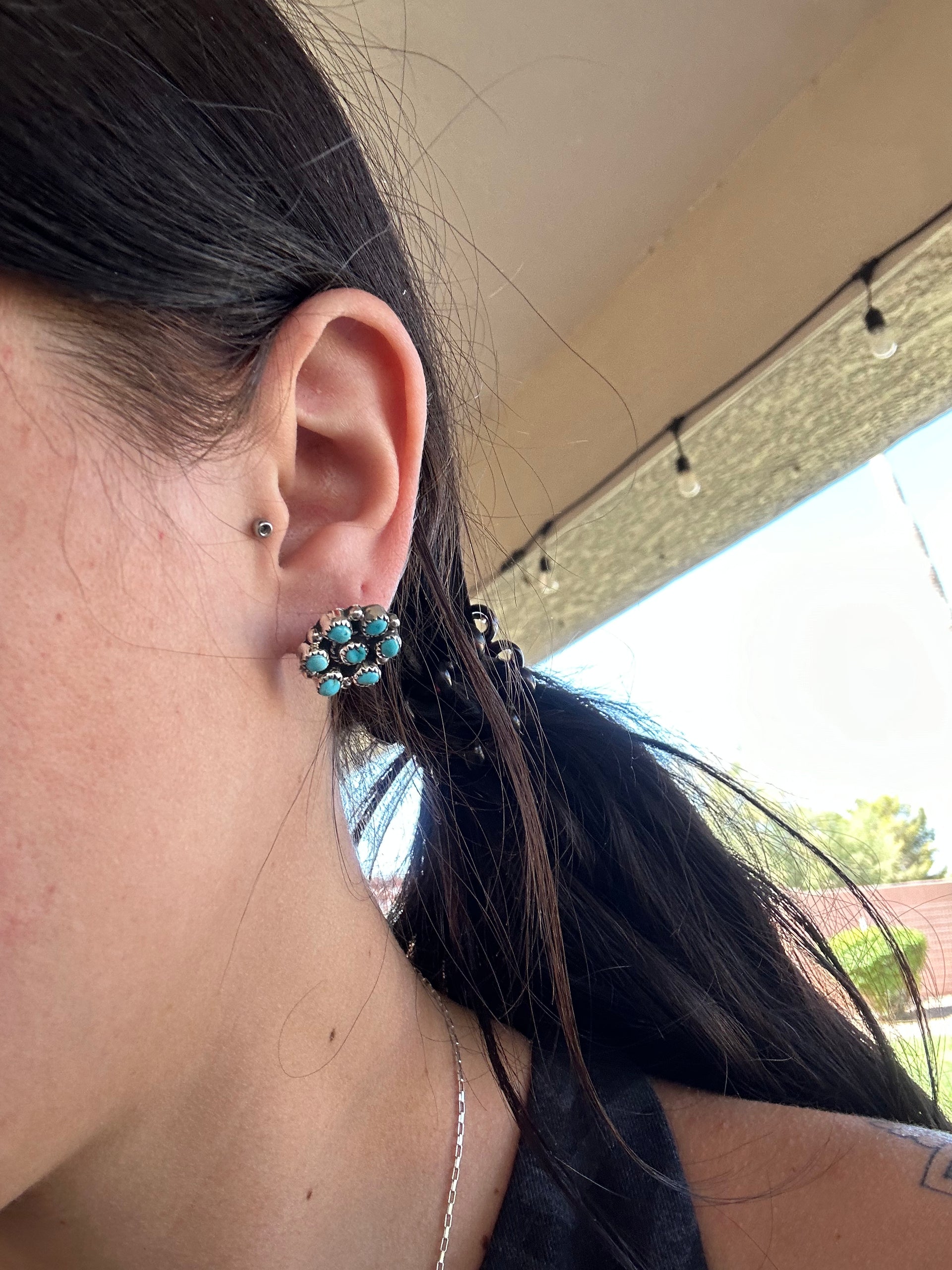 Tricia Leekity Kingman Turquoise & Sterling Silver Post Earrings