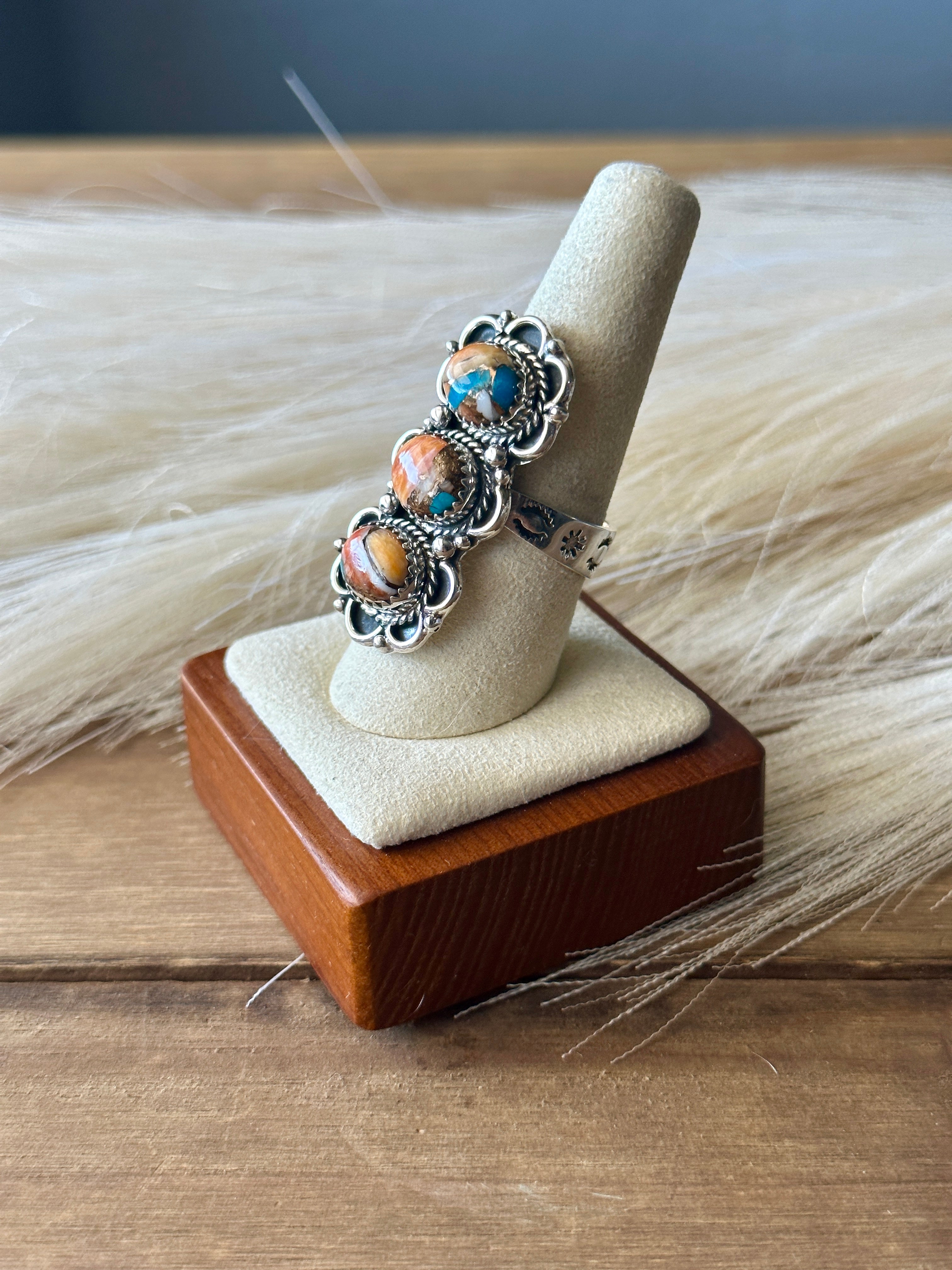 Southwest Handmade Mohave Turquoise & Sterling Silver Adjustable Ring