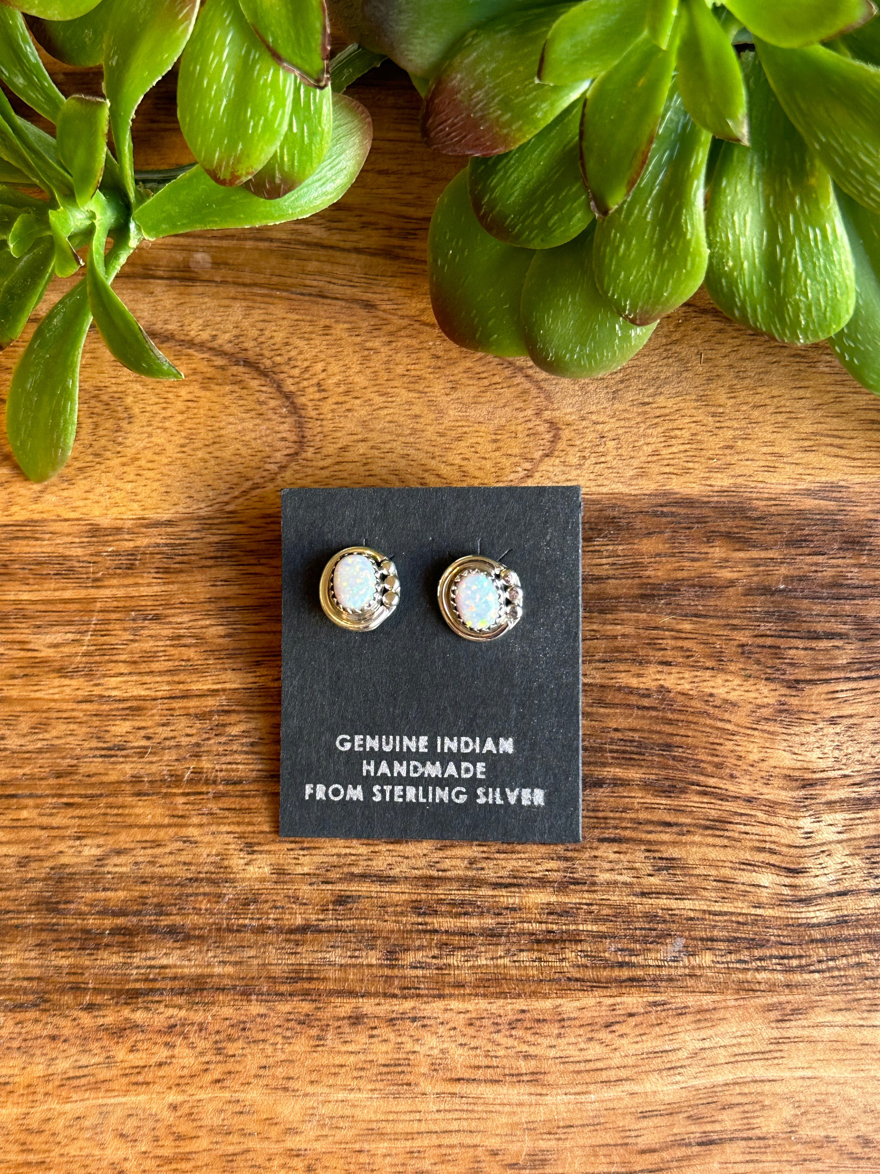 Navajo Made Opal & Sterling Silver  Post Earrings