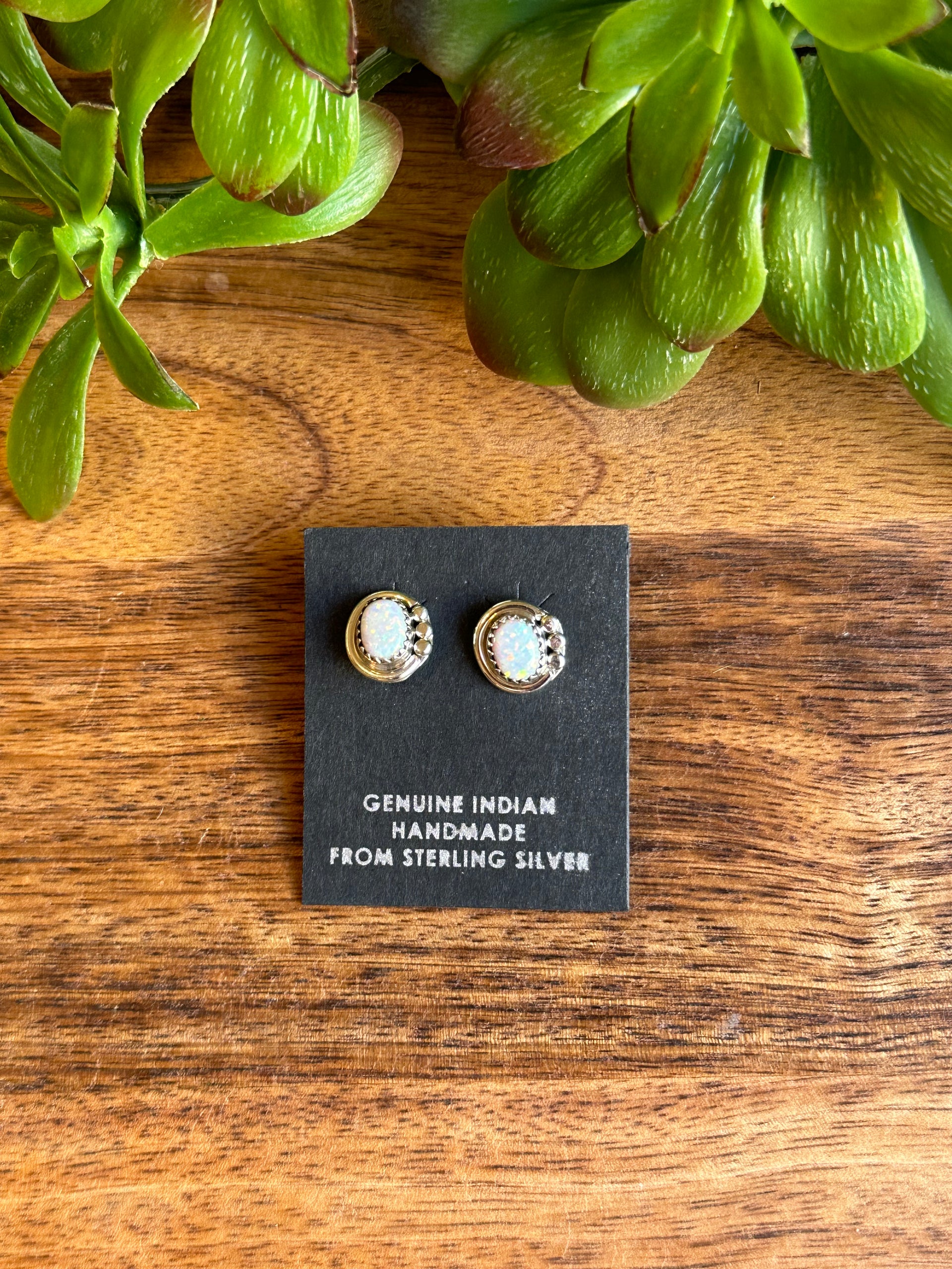 Navajo Made Opal & Sterling Silver  Post Earrings