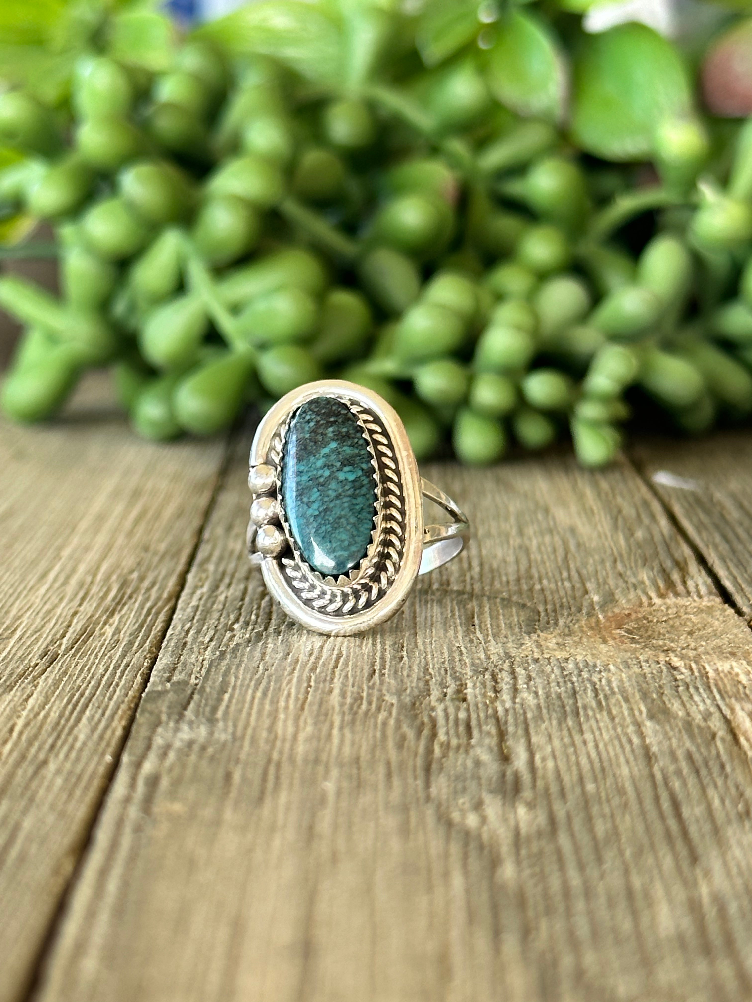 Navajo Made Thunder Mountain Turquoise & Sterling Silver Ring