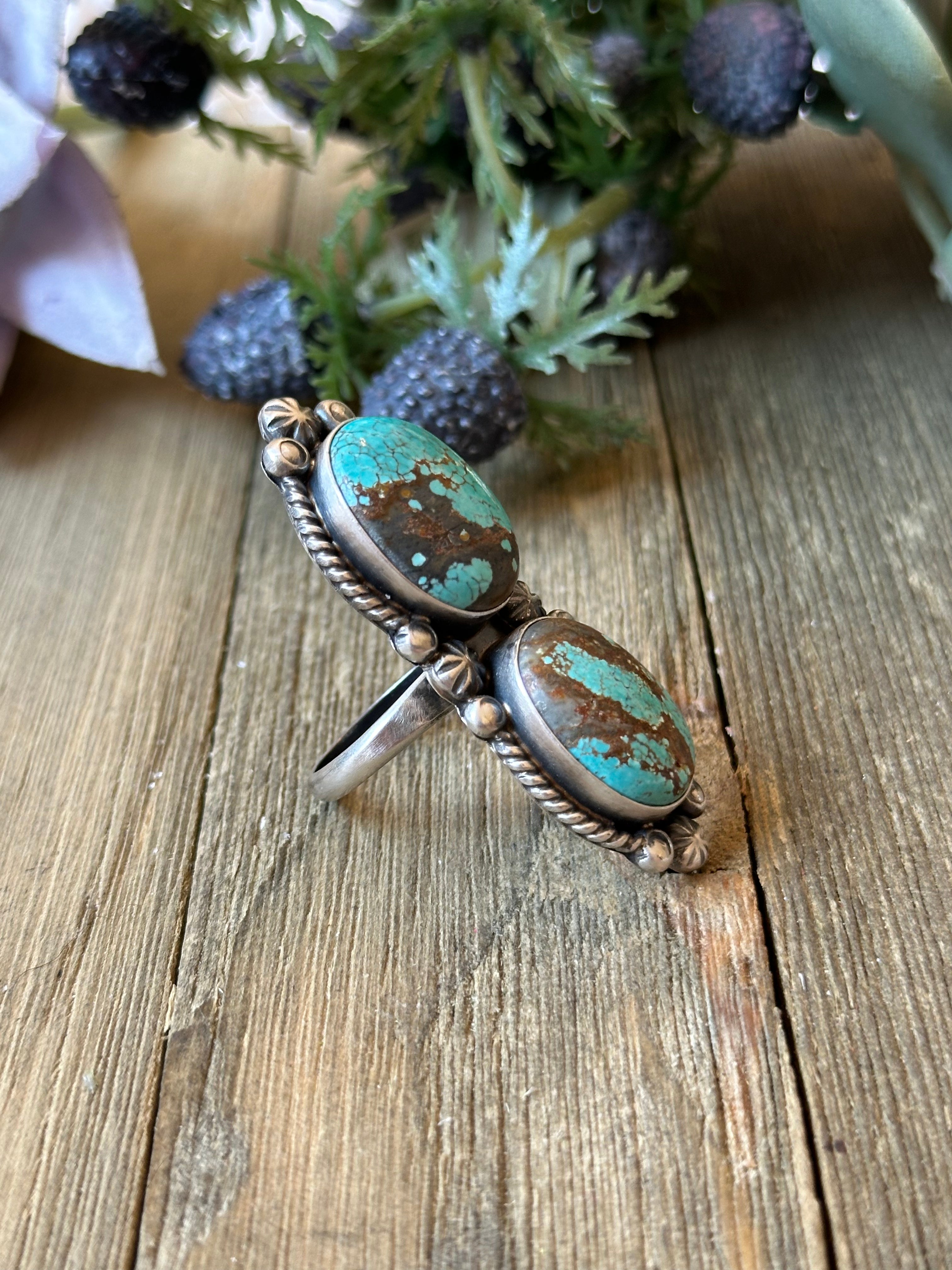 Alfred Martinez #8 Turquosie & Sterling Silver Adjustable Ring