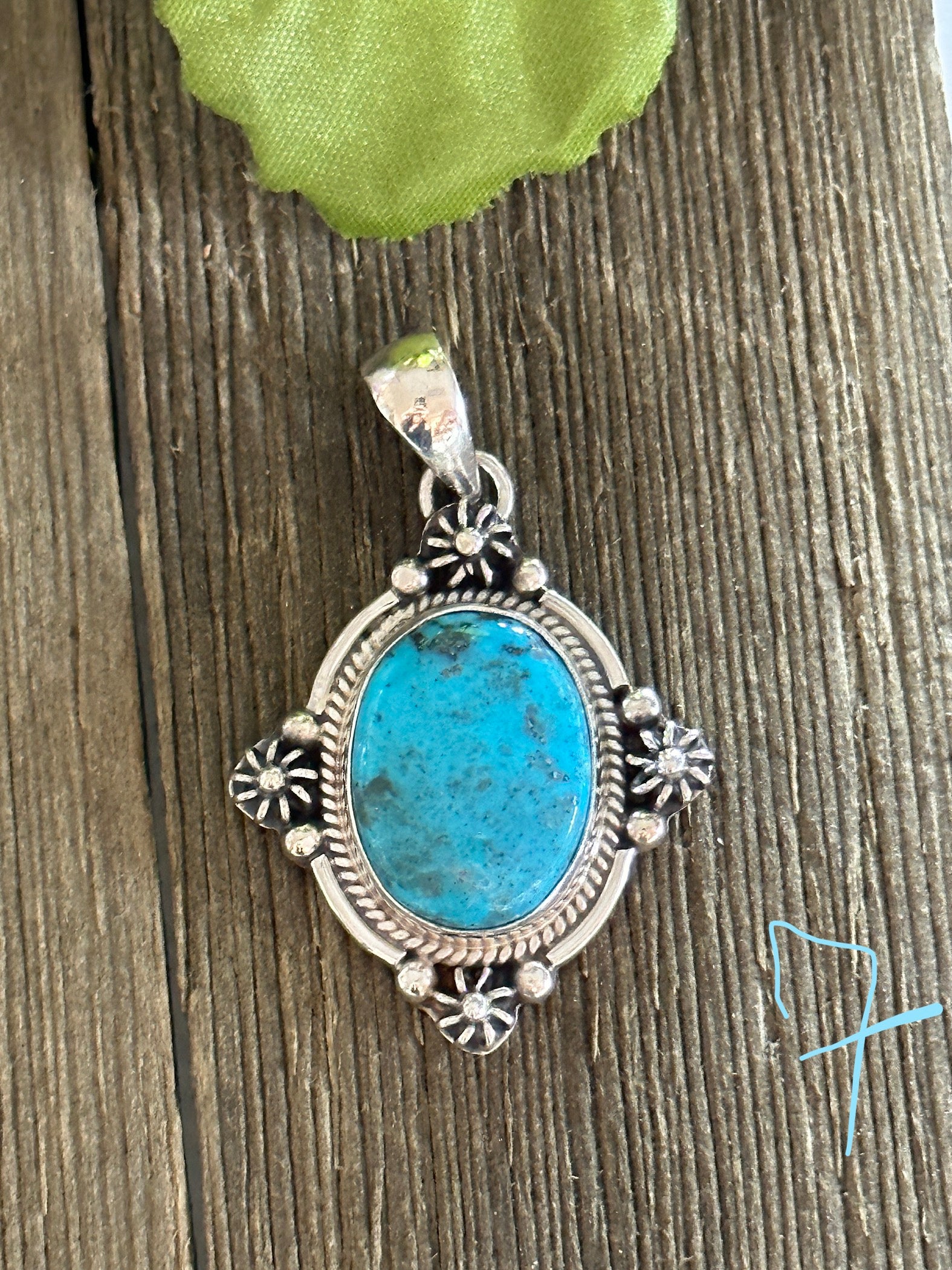 Southwest Made Kingman Turquoise & Sterling Silver Pendant