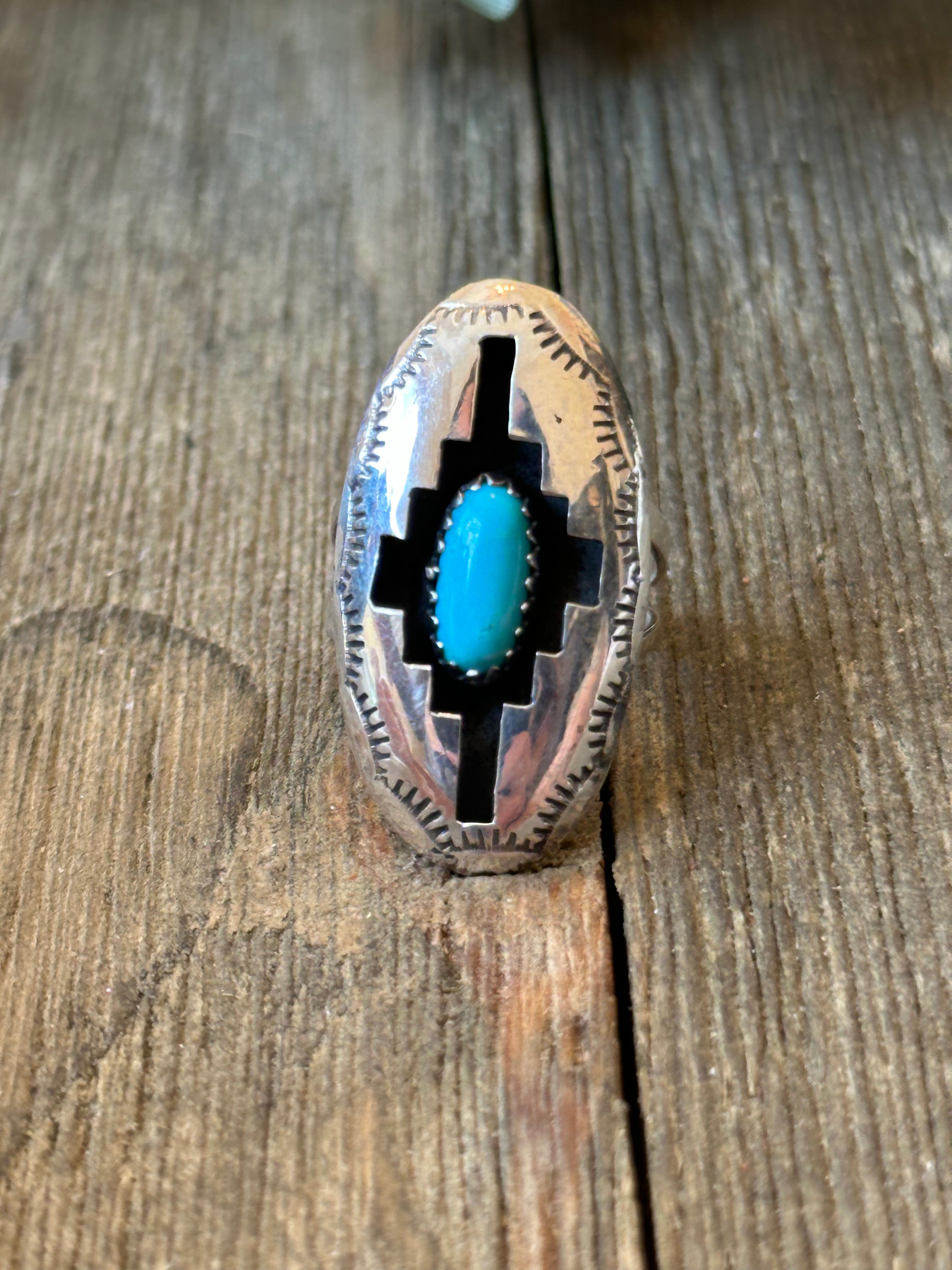 Navajo Made Sterling Silver Shadow Box Ring