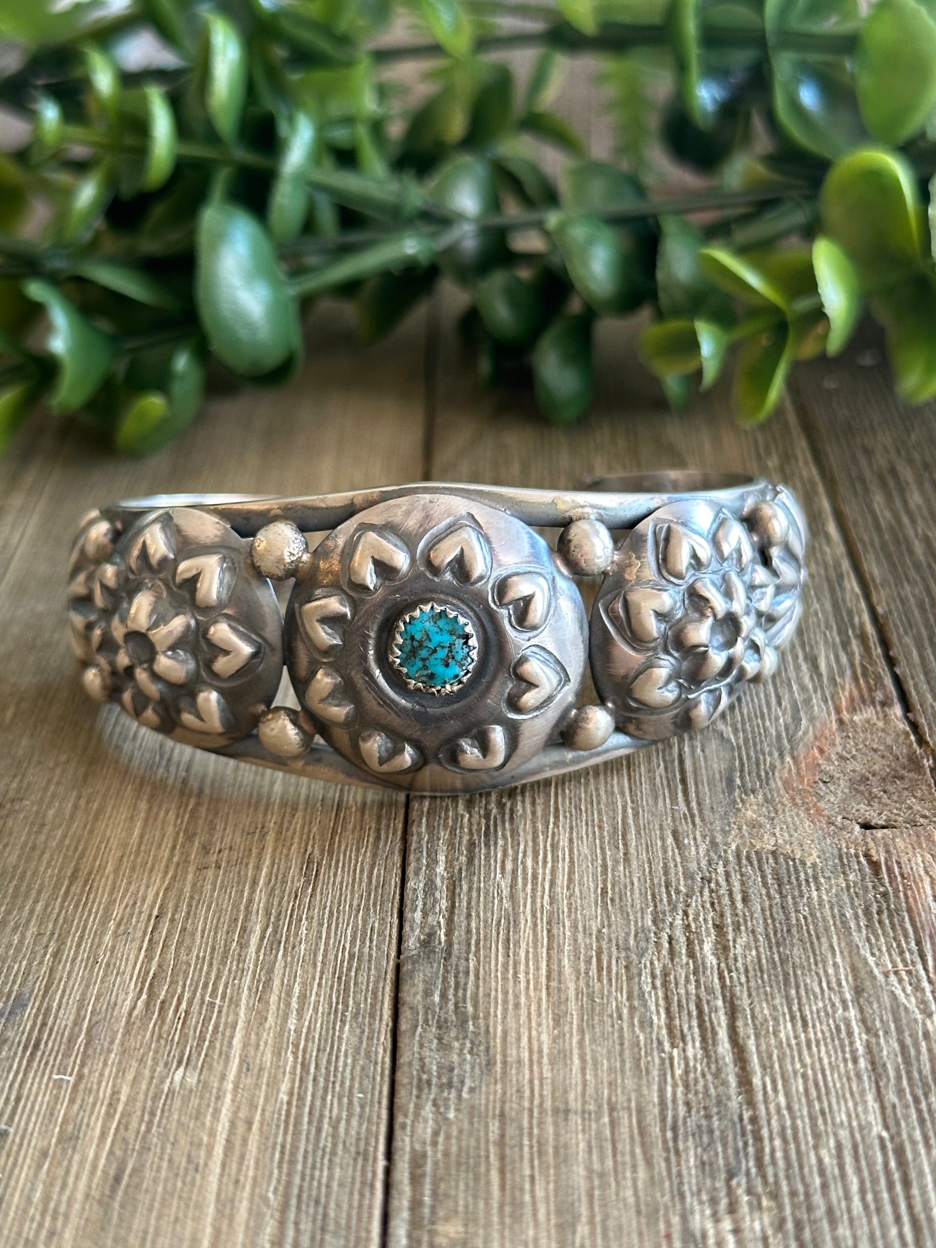 Tim Yazzie Kingman Turquoise & Sterling Silver Cuff Bracelet