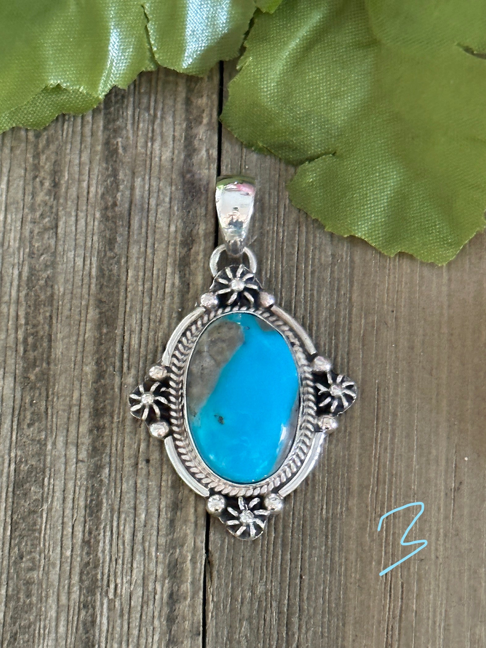 Southwest Made Kingman Turquoise & Sterling Silver Pendant