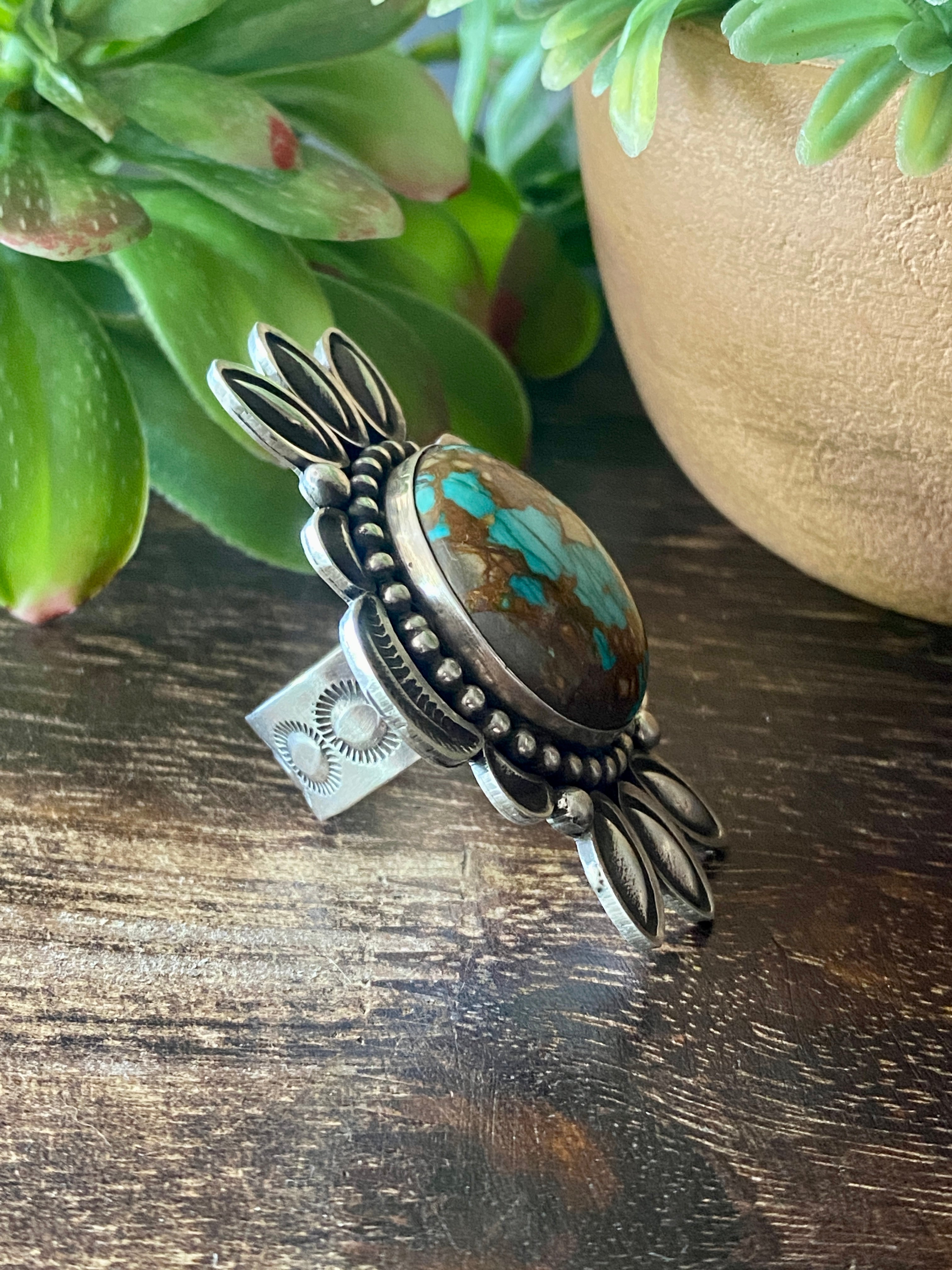 Alex Sanchez Royston Turquoise & Sterling Silver Adjustable Ring