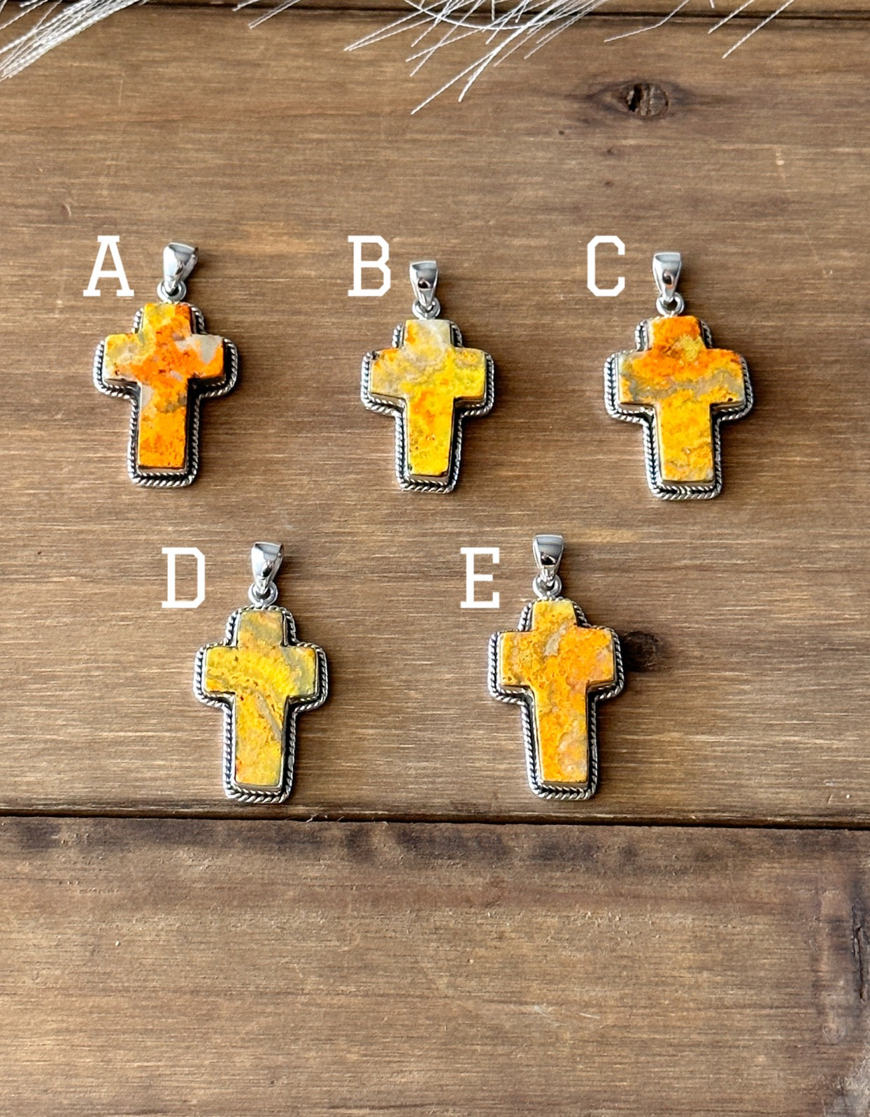 Southwest Handmade Bb Agate & Sterling Silver Cross Pendant