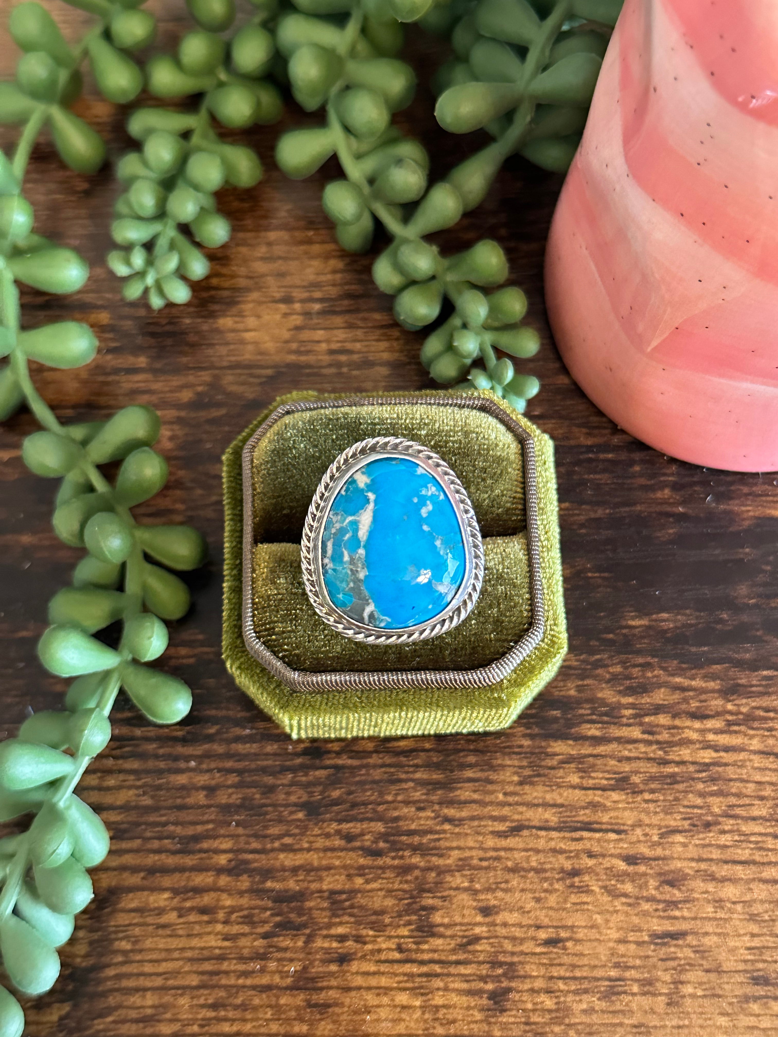 Alice McShirley Kingman Turquoise & Sterling Silver Ring Size 9.25