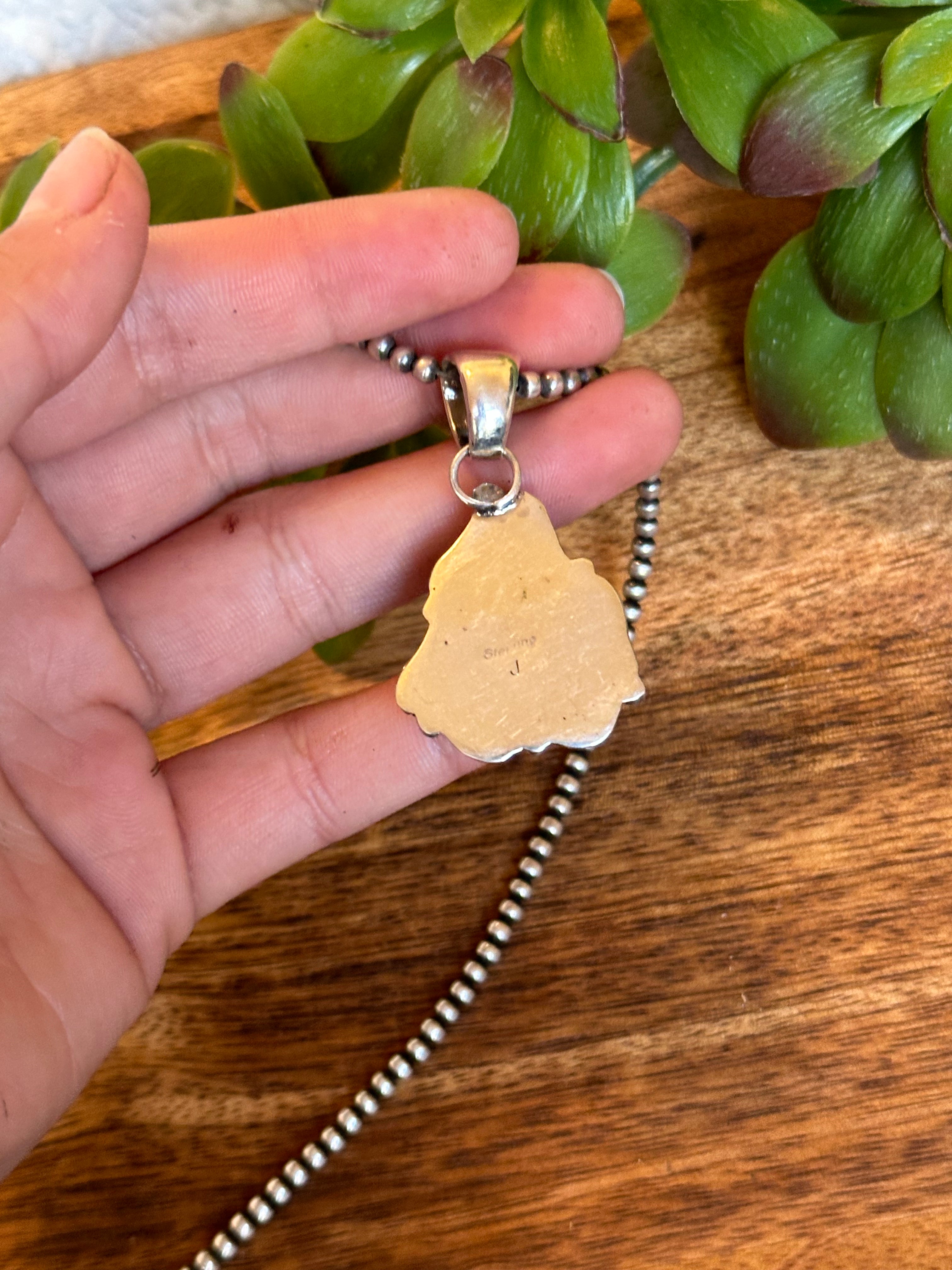 Navajo Made Spiny Oyster & Sterling Silver Pendant