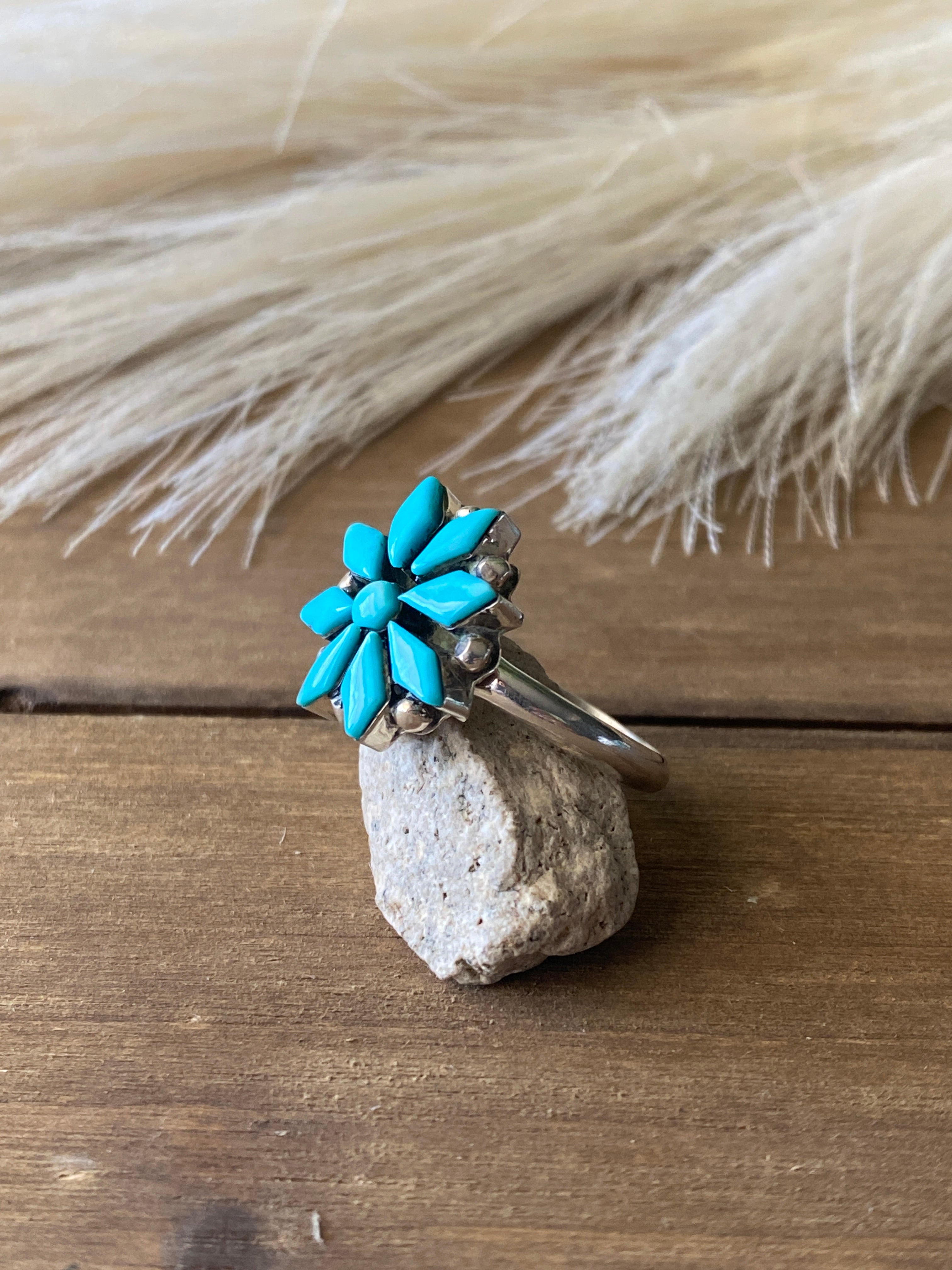 Navajo Made Sterling Silver Cluster Ring