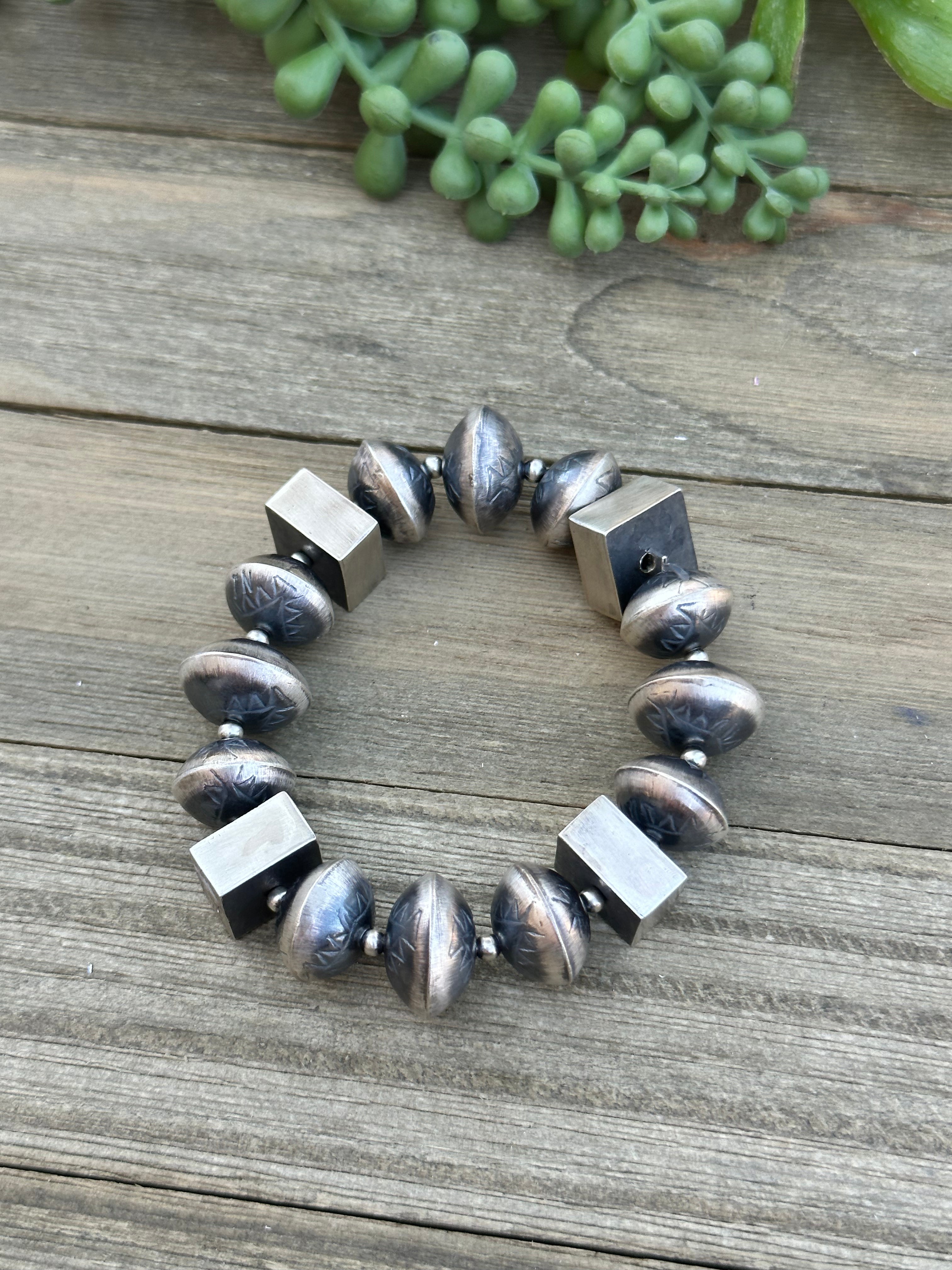 Navajo Handmade Sterling Silver Pearls Bracelet