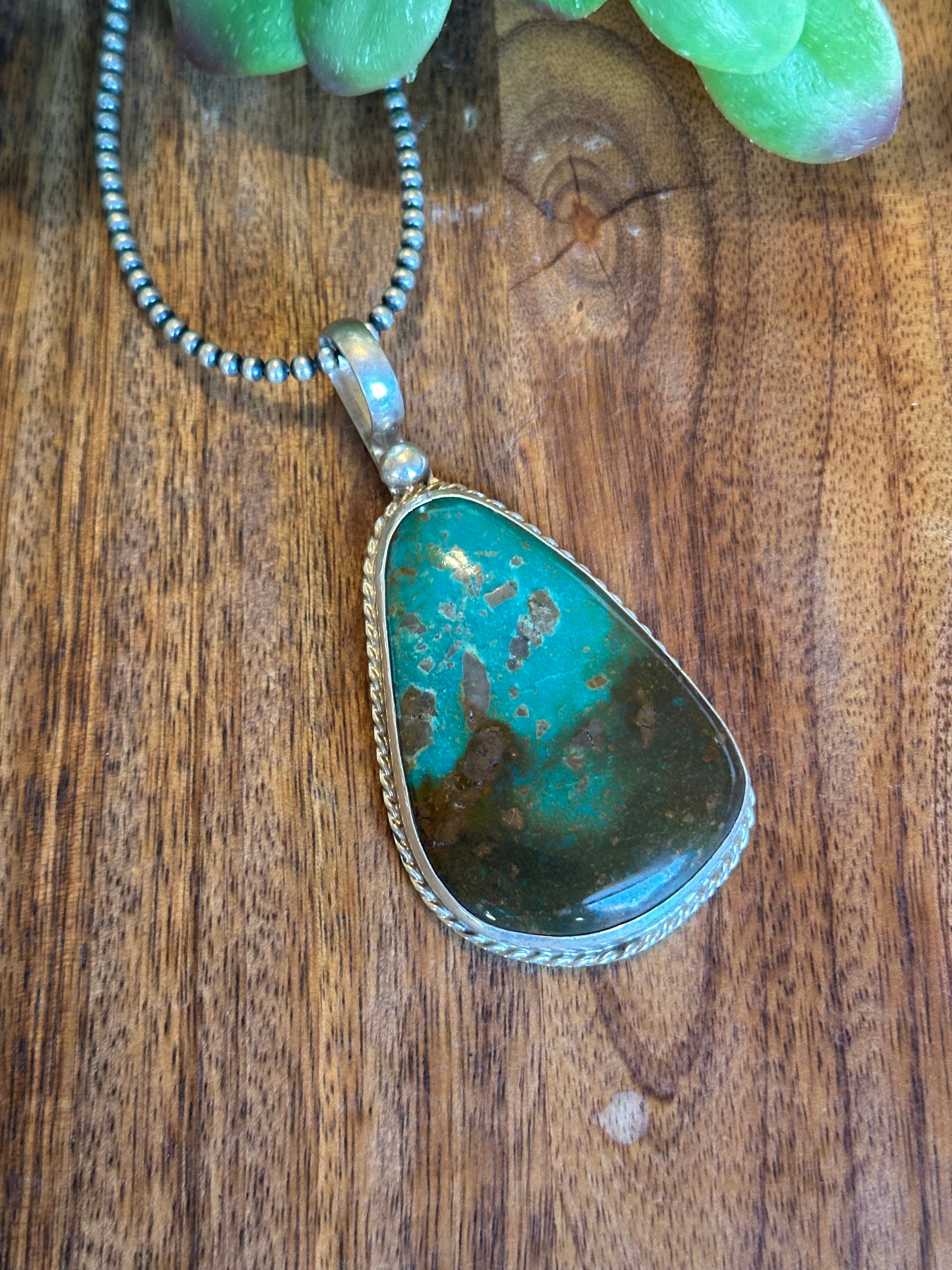 Navajo Royston Turquoise & Sterling Silver Pendant