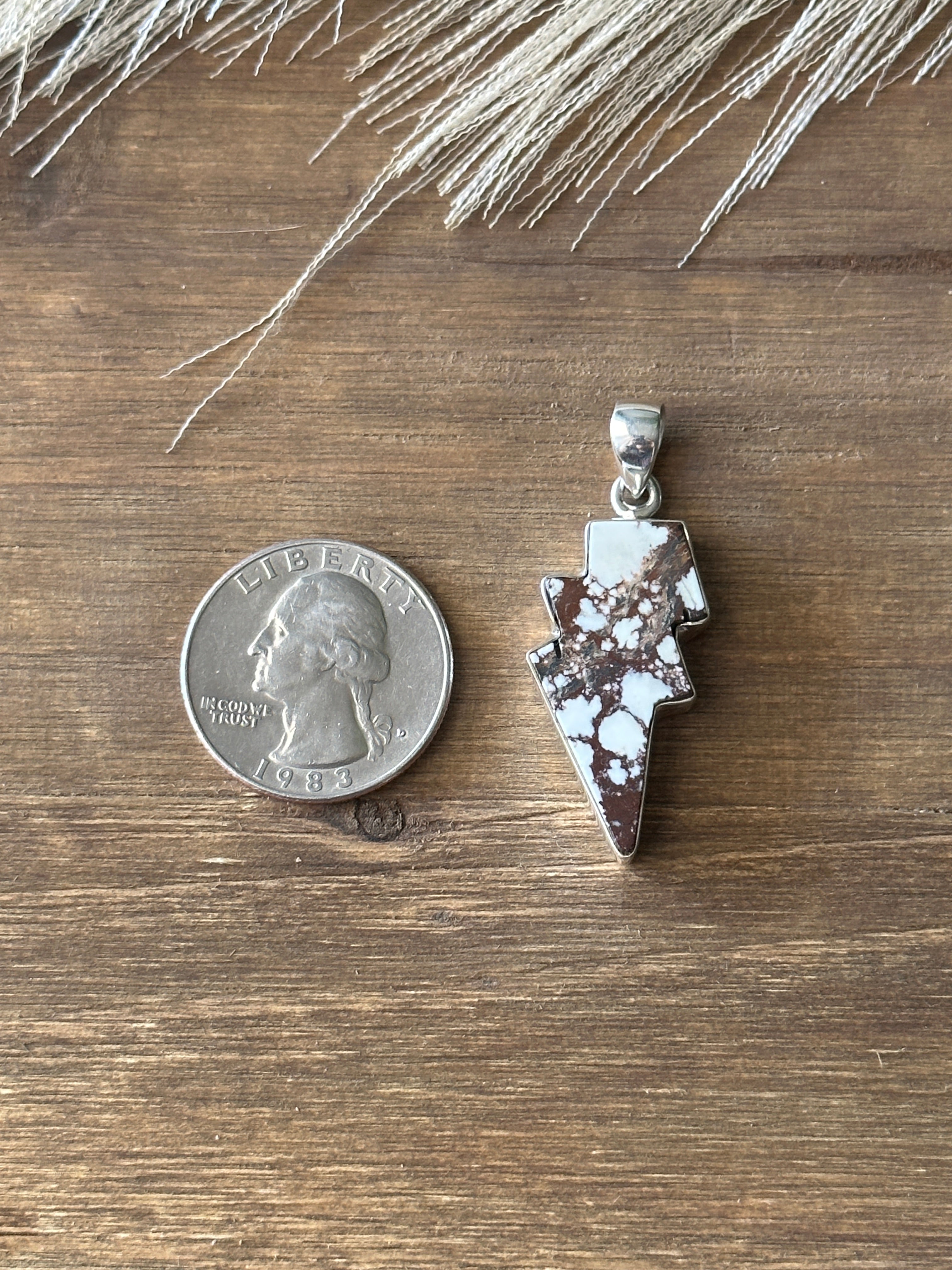 Southwest Handmade Wild Horse & Sterling Silver Lightning Bolt Pendant